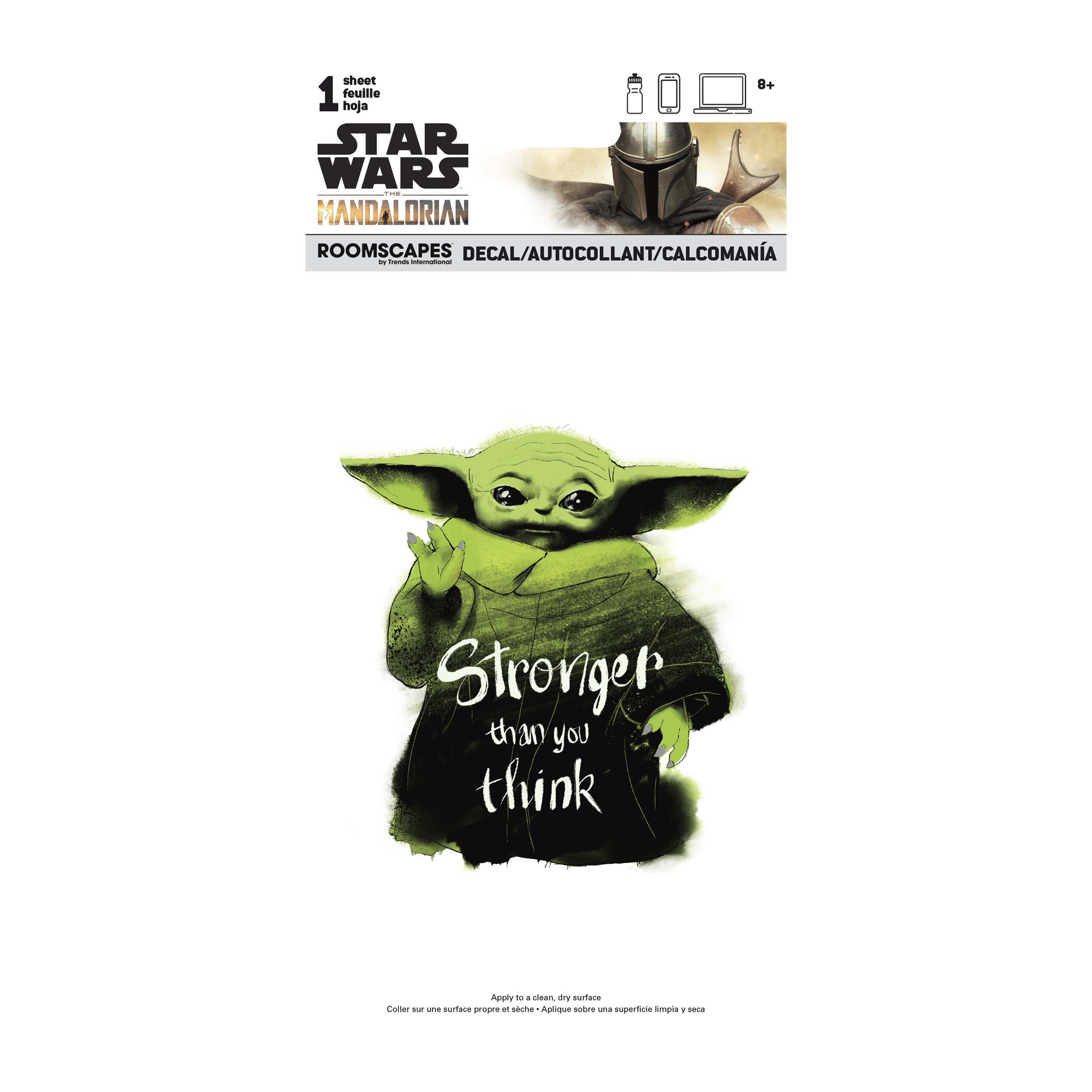 Star Wars The Mandalorian Grogu 'Stronger Than You Think' Sticker Decal 4in x 8in