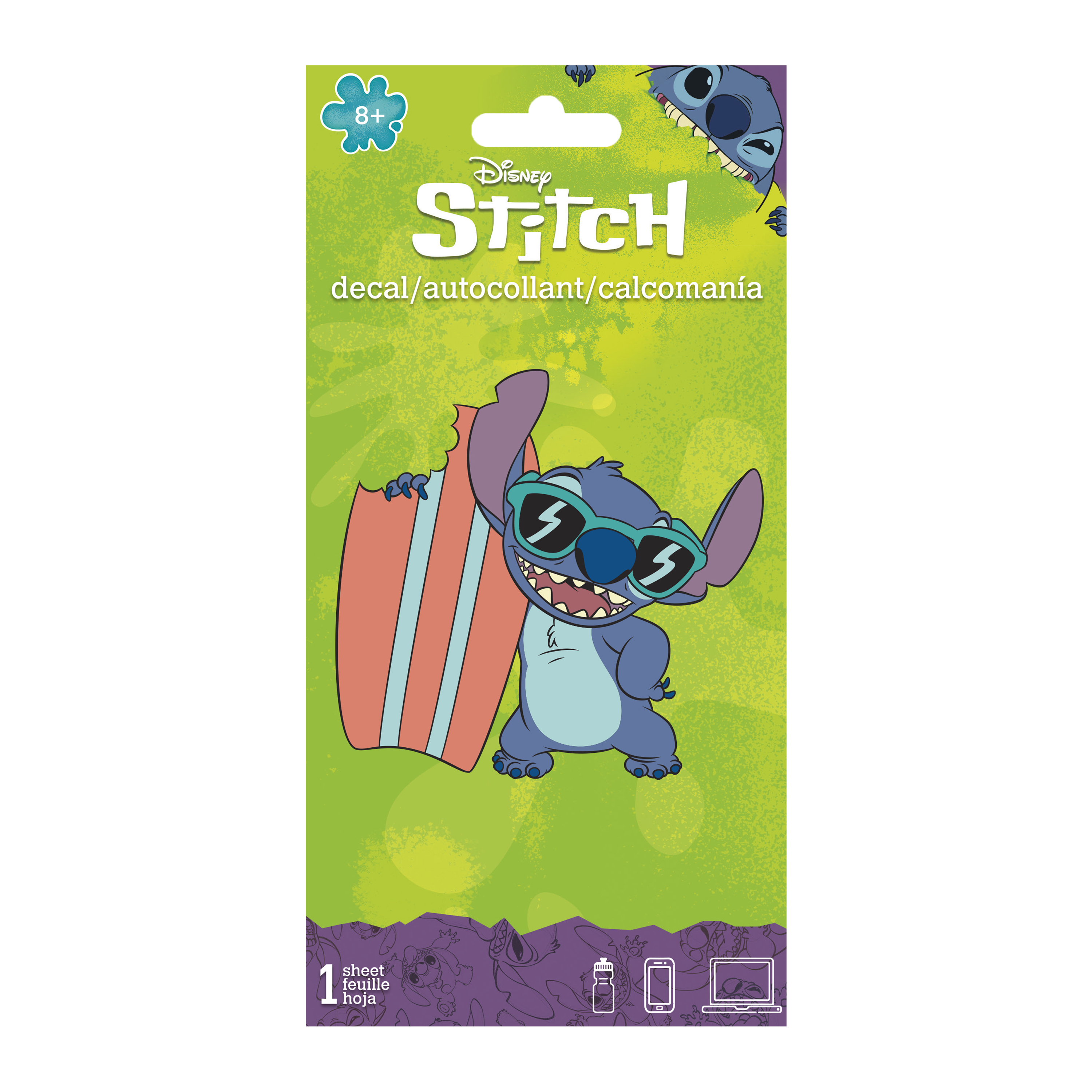 Disney Stitch Surf Sticker Decal 4in x 8in
