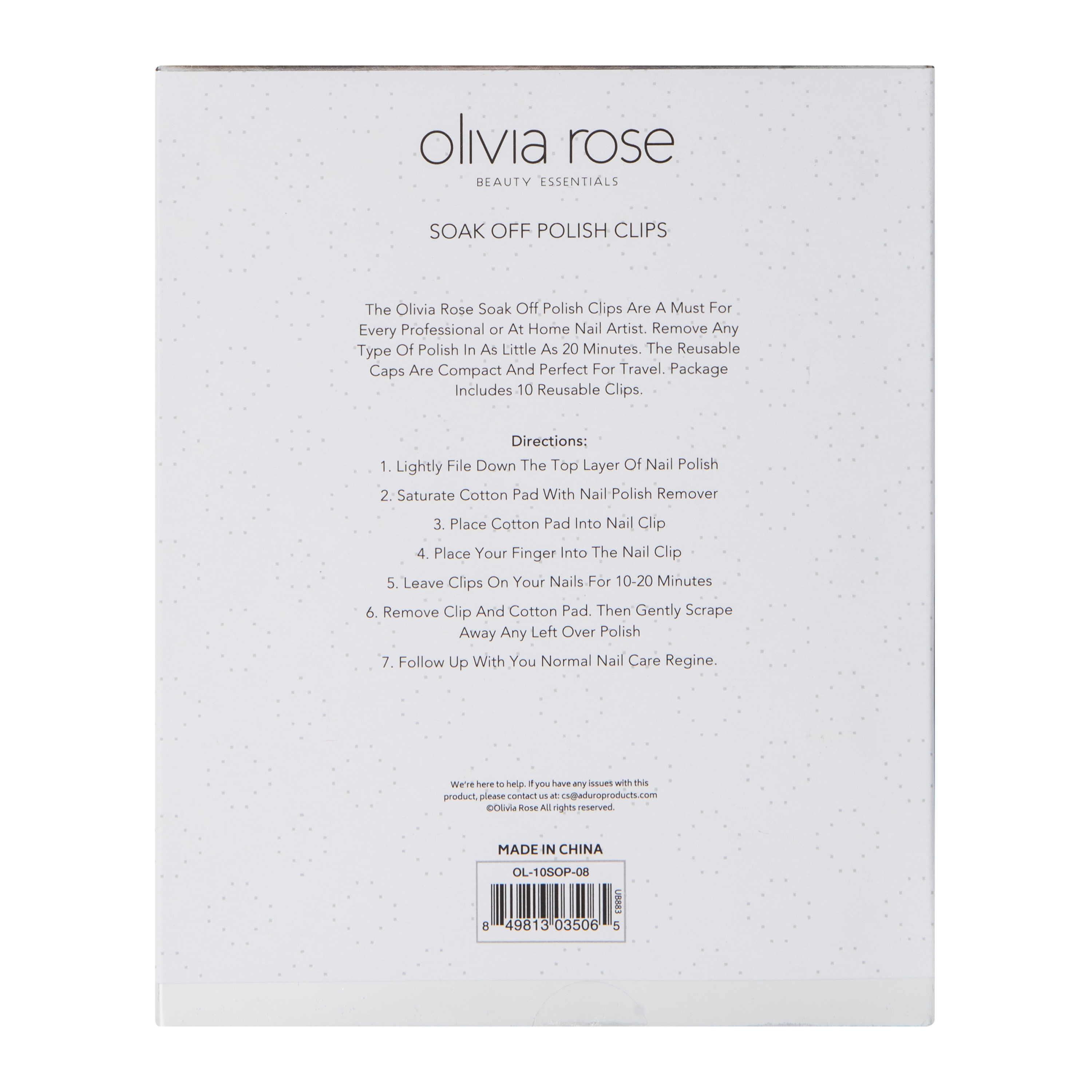 Olivia Rose Soak-Off Nail Polish Remover Clips 10-Pack