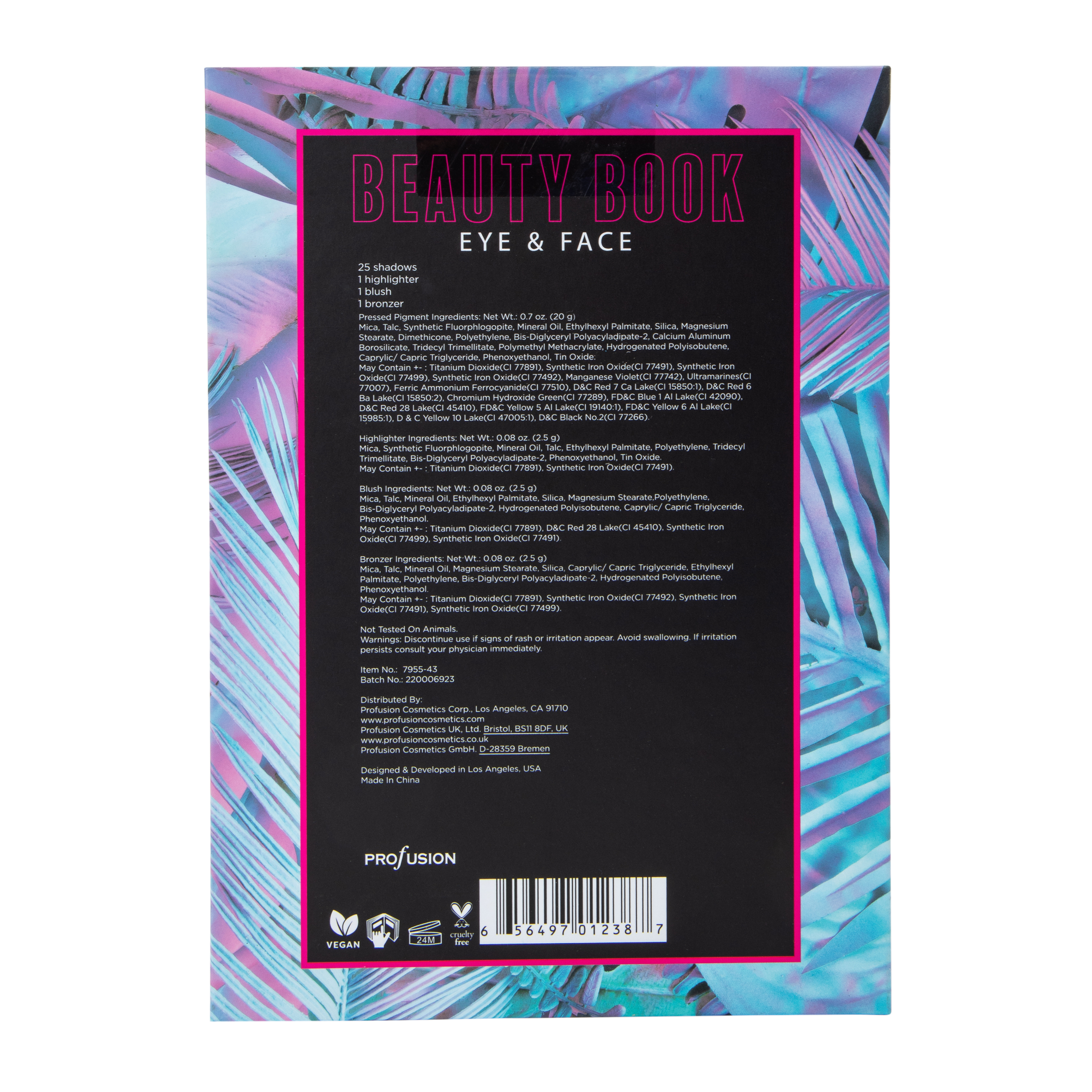 Profusion Eye & Face Beauty Book 28-Piece Makeup Palette - Neon Palms