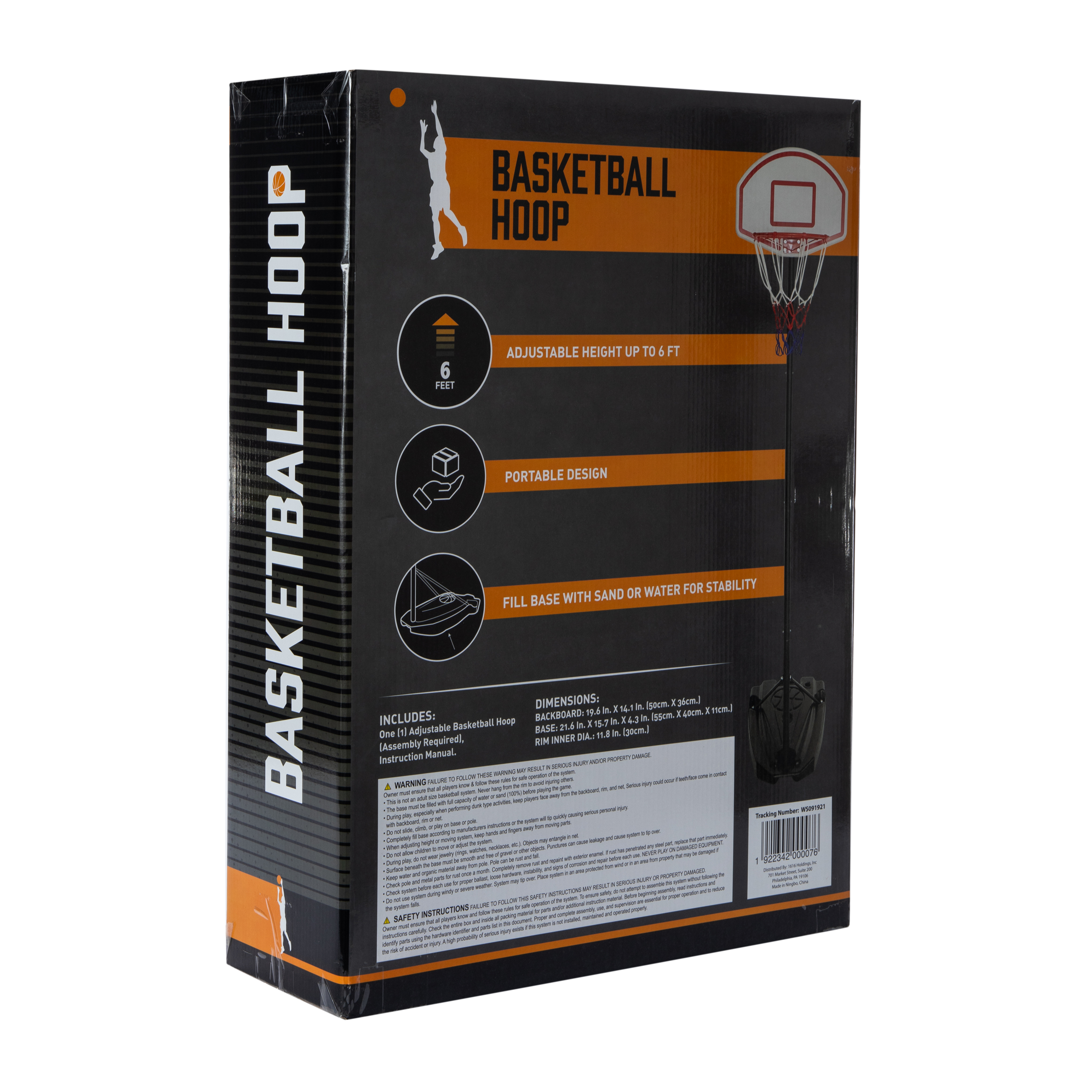 Adjustable 6-Foot Basketball Hoop