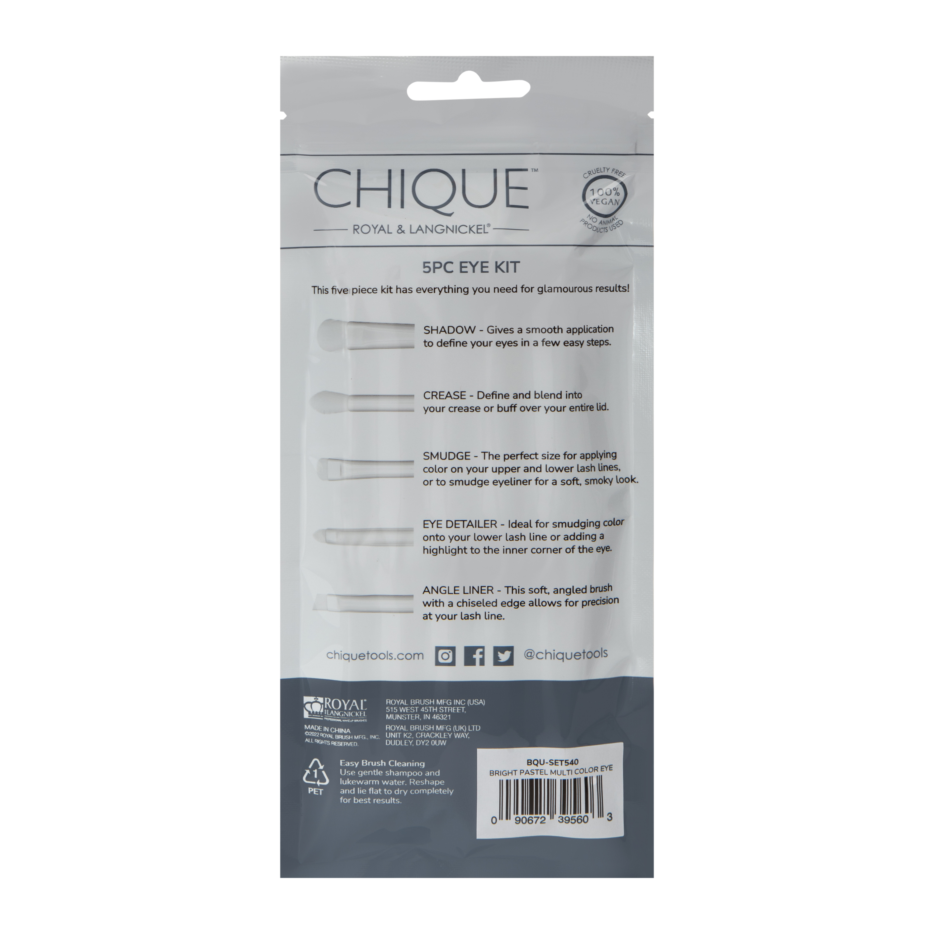Chique™ 5-Piece Eye Makeup Brush Set - Bright