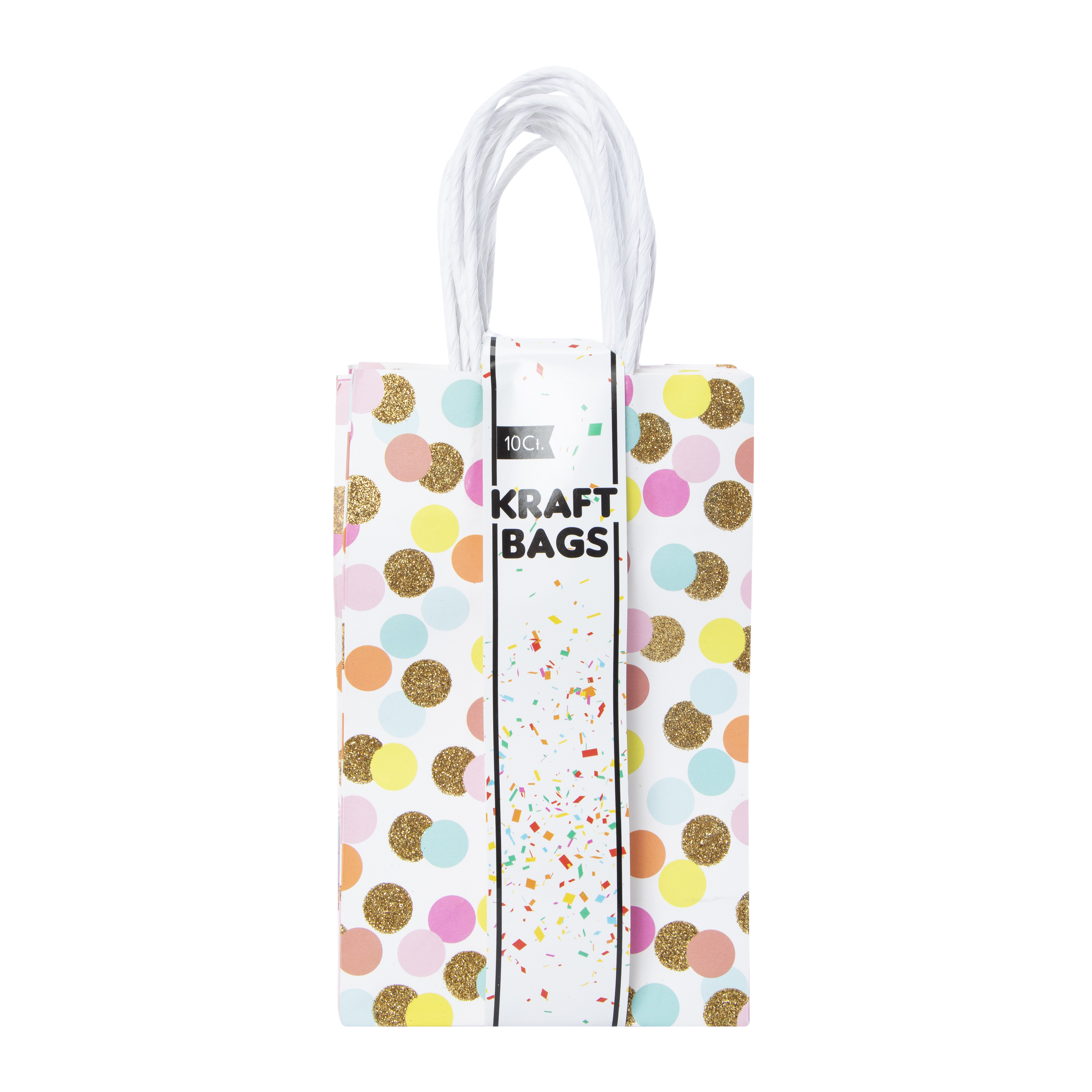 10-Count Small Kraft Gift Bags 8.35in X 5.2in  - Dots