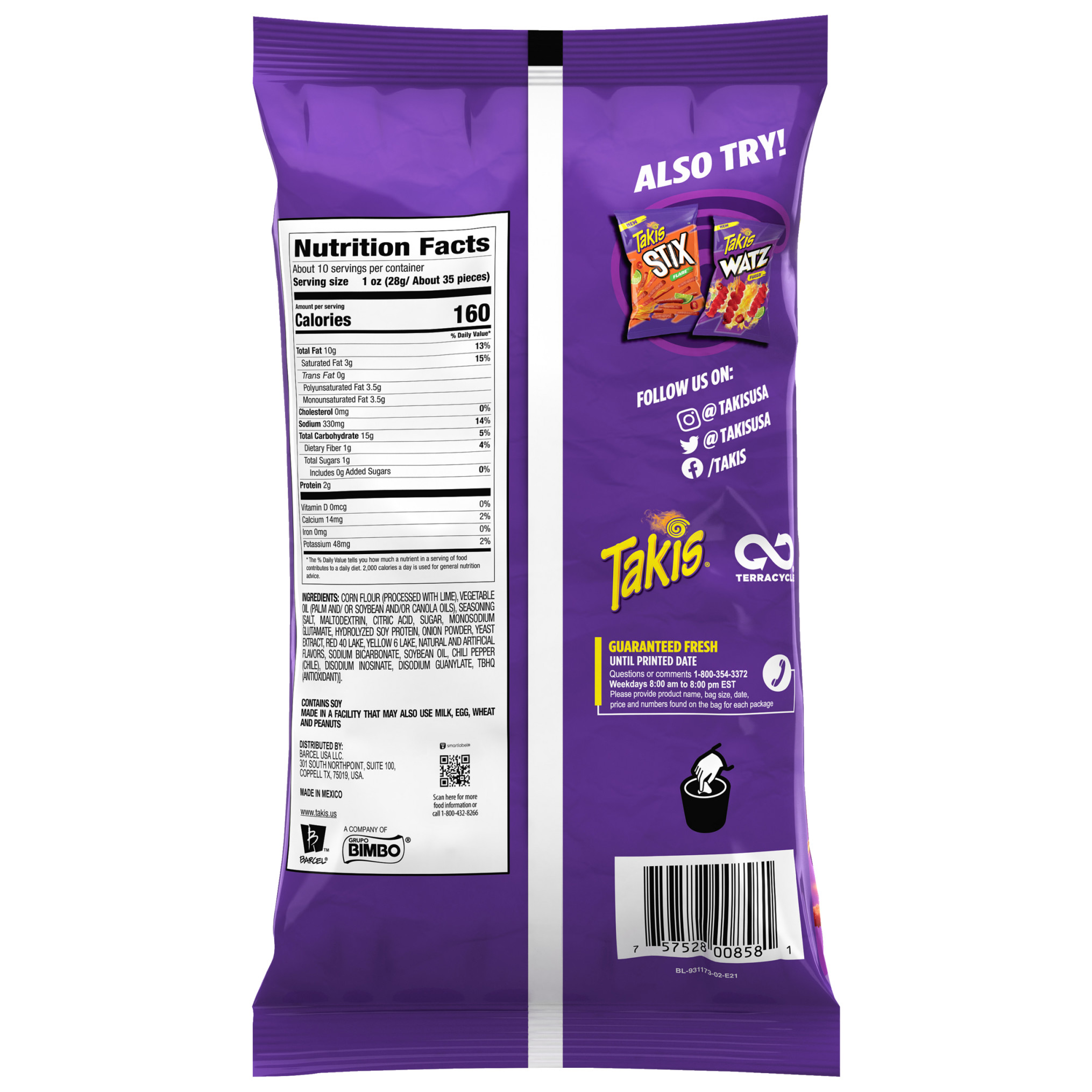 Takis Stix Fuego Corn Sticks, Hot Chili Pepper And Lime Artificially Flavored, 9.9oz Bag