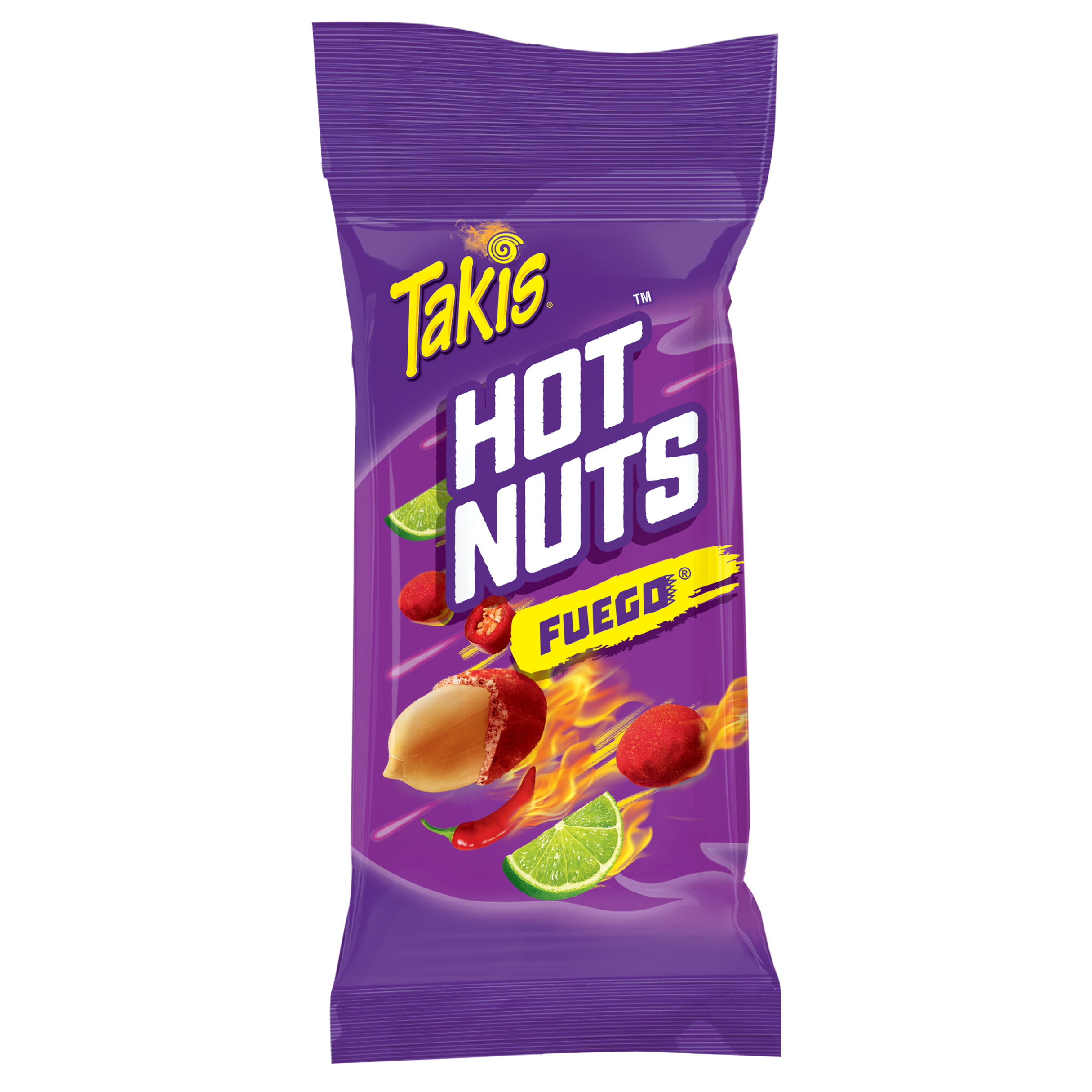 Takis Hot Nuts Fuego Double Crunch Peanuts, Hot Chili Pepper And Lime Artificially Flavored Peanuts, 3.2oz Bag