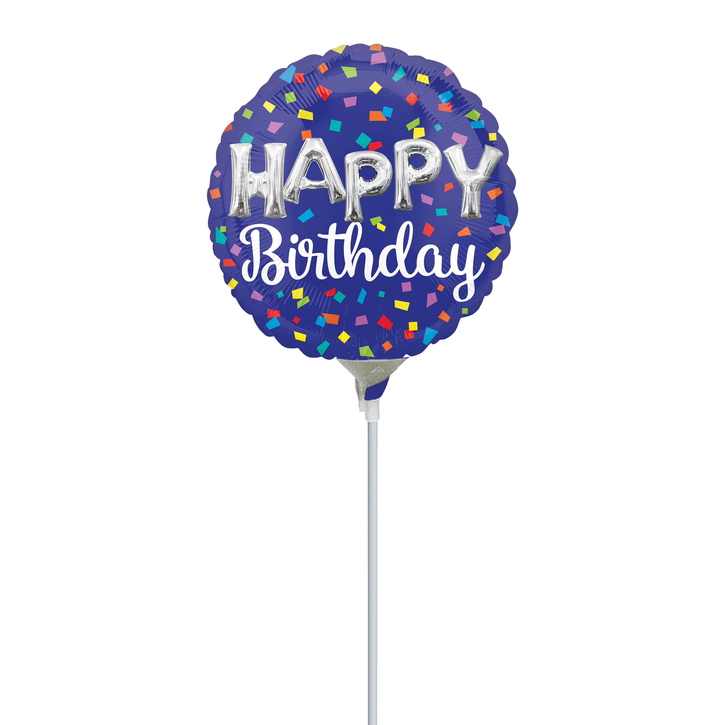 Happy Birthday Pre-Inflated Stick Balloon 9in