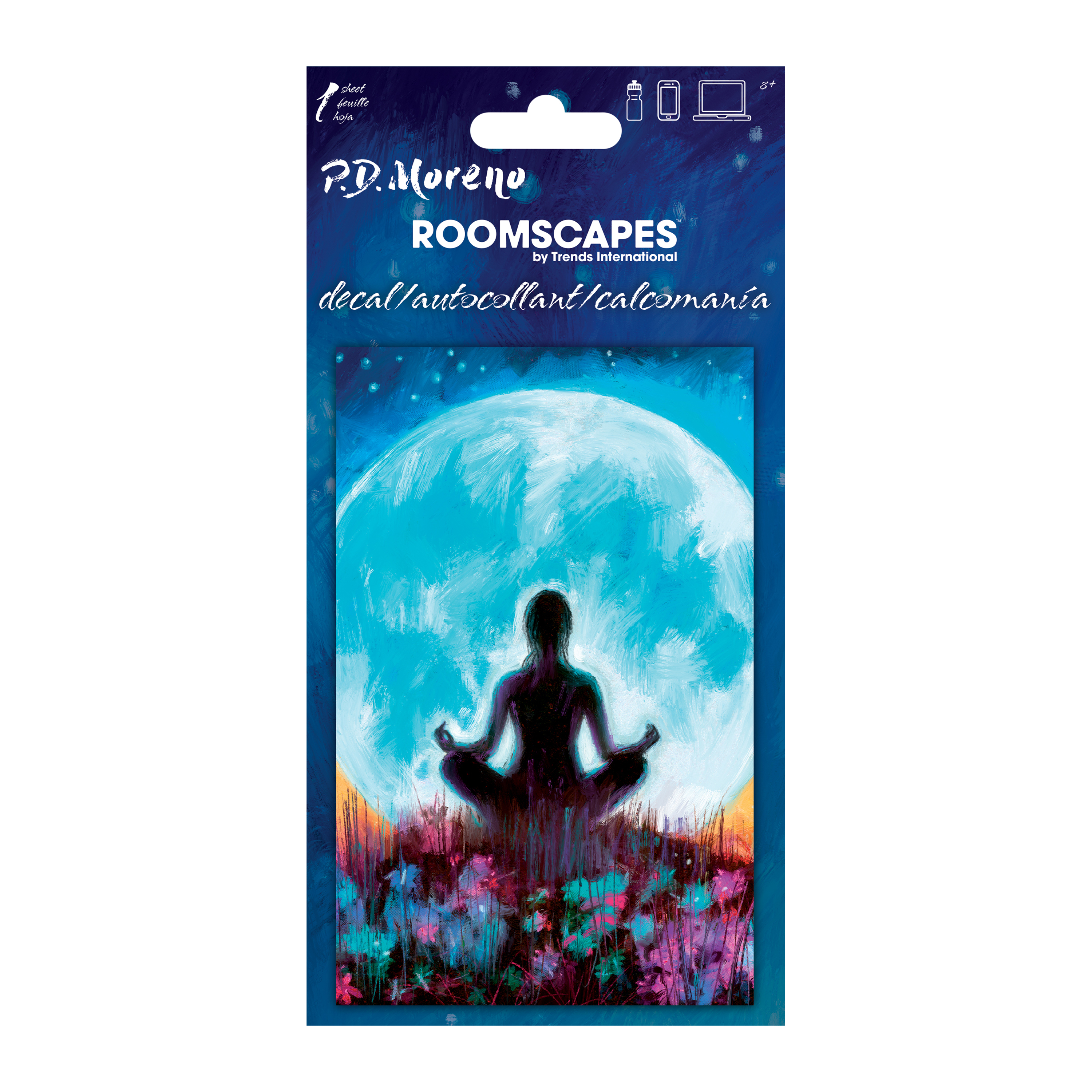 Moon Meditation Sticker Decal 4in x 8in