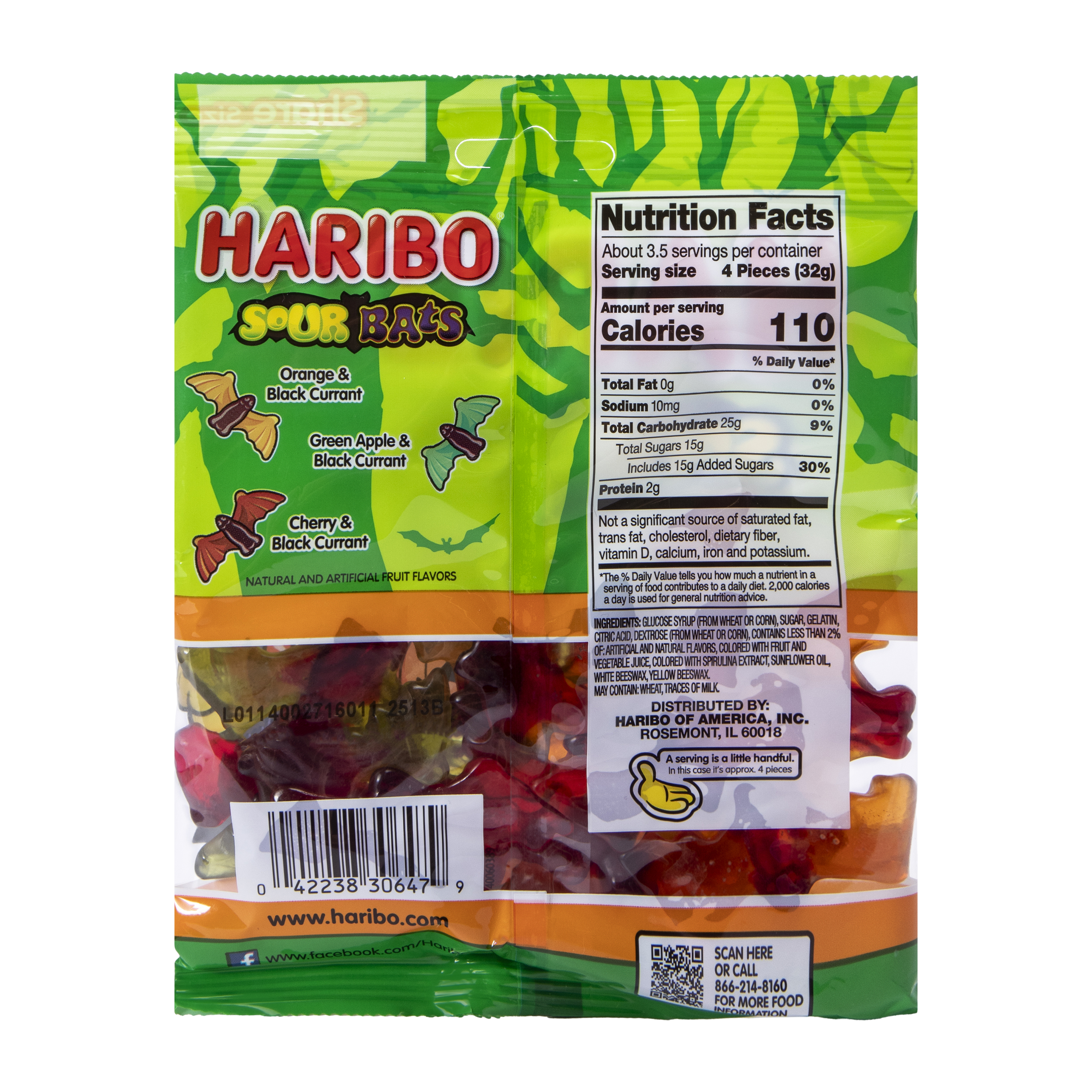 Haribo® Halloween Sour Gummi Vampire Bats 4oz