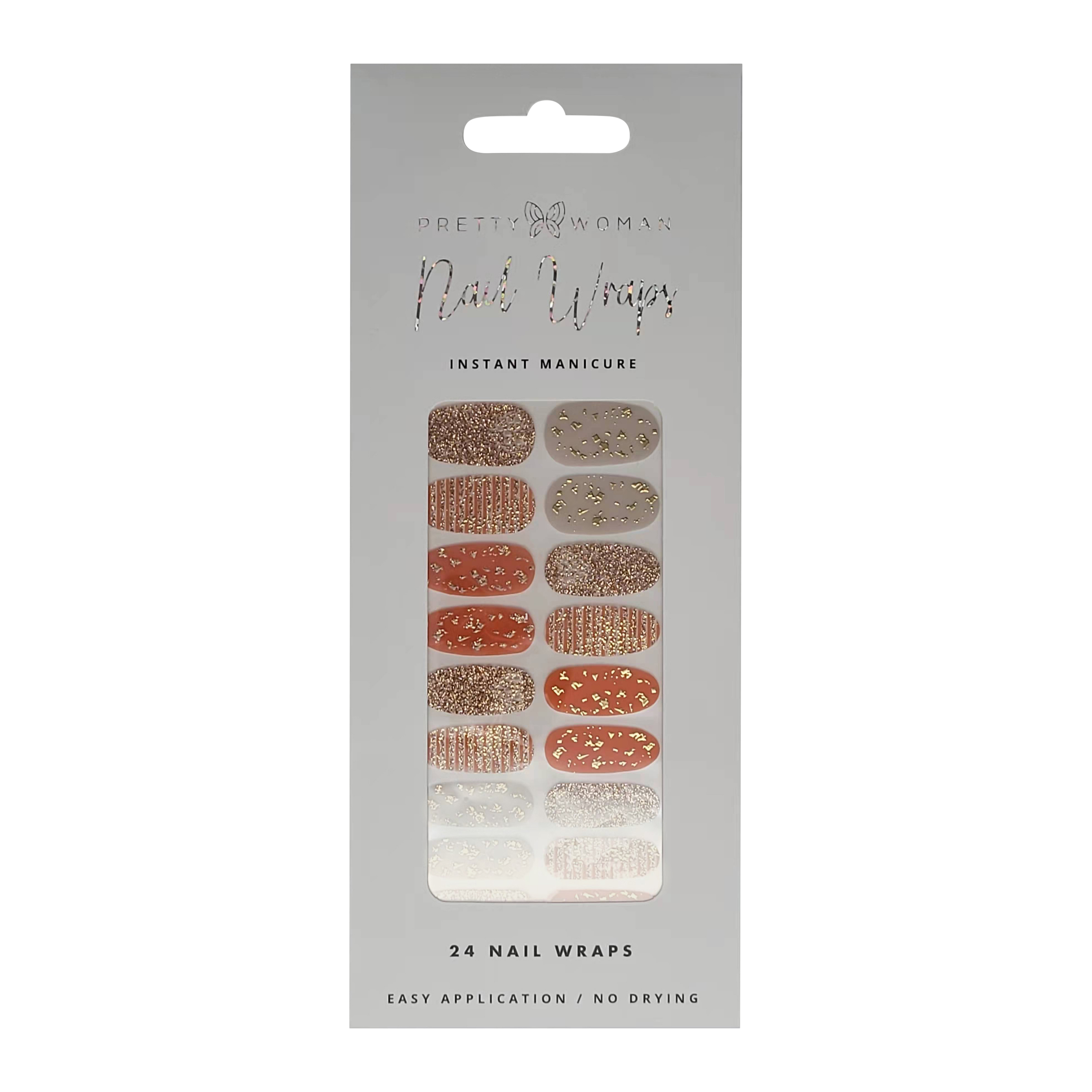 Pretty Woman Nail Wraps 24-Count Orange & Gold