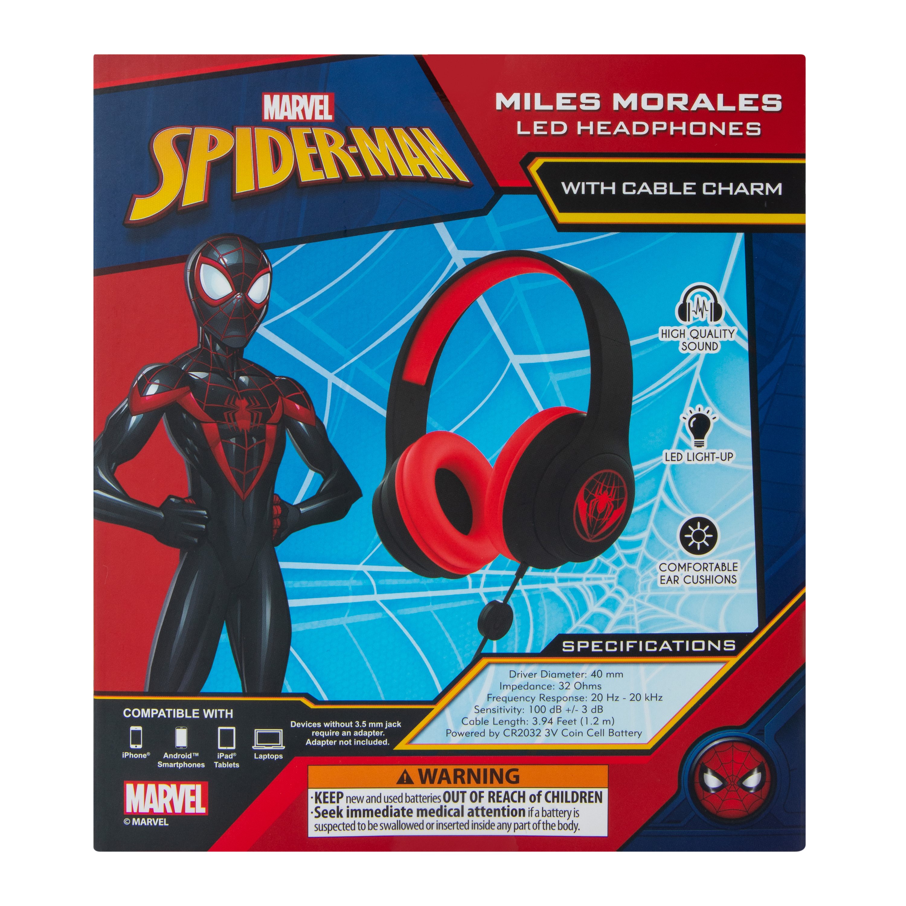 Marvel LED Wired Headphones - Spider-Man Miles Morales