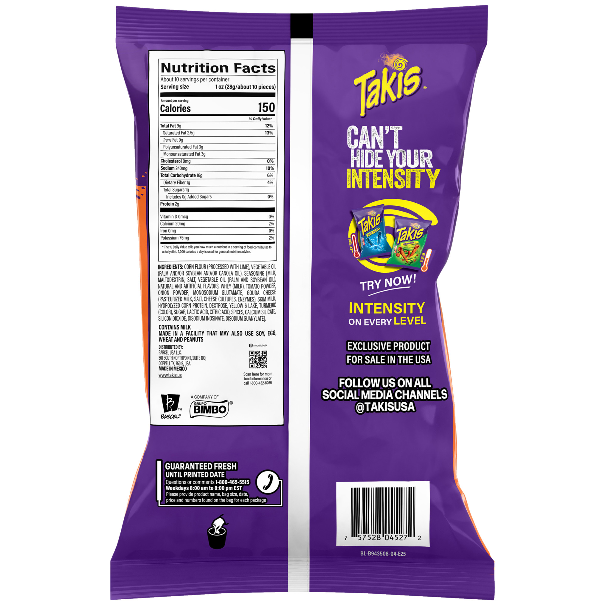 Takis Rolls intense Nacho, Nacho Cheese Flavored Rolled Tortilla Chips 9.9oz