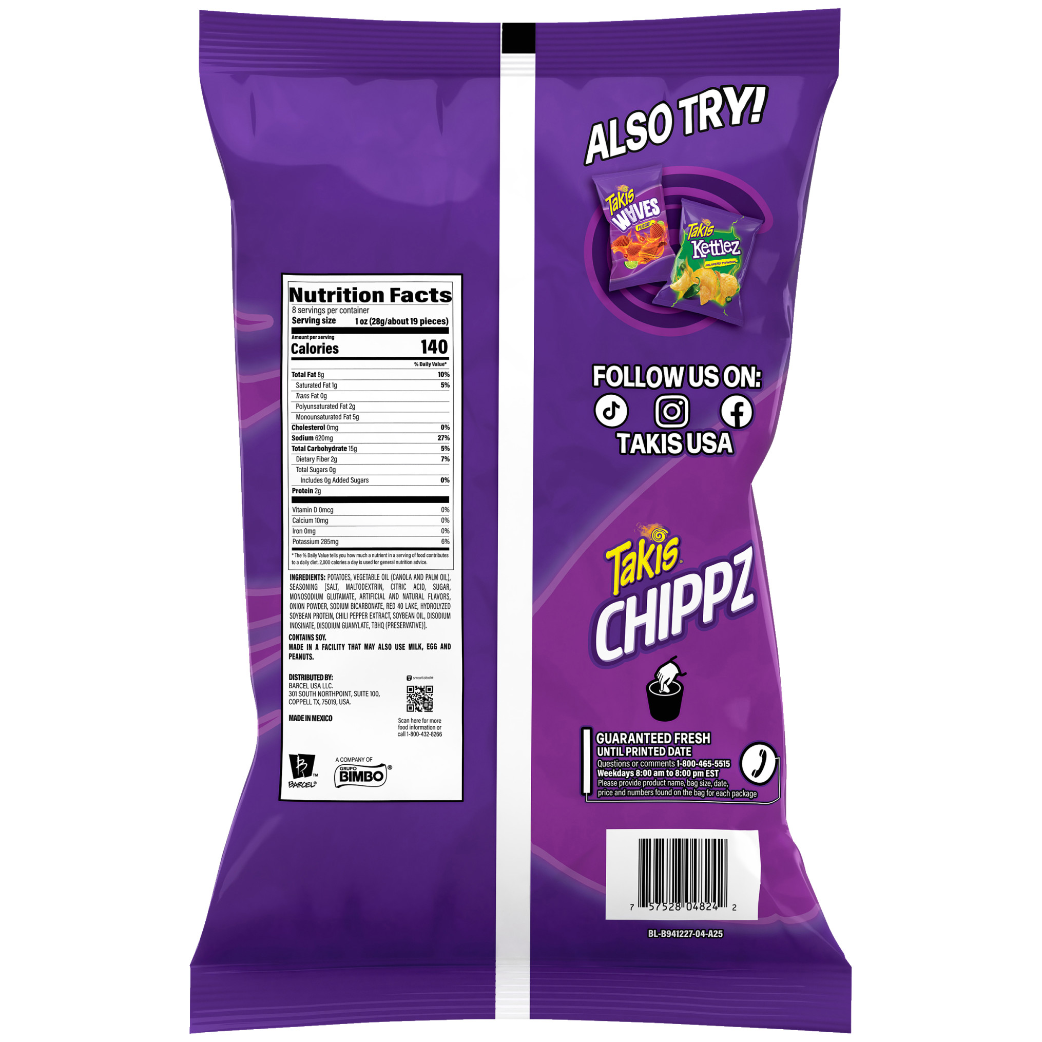 Takis Chippz Fuego Hot Chili Pepper & Lime Potato Chips 8oz