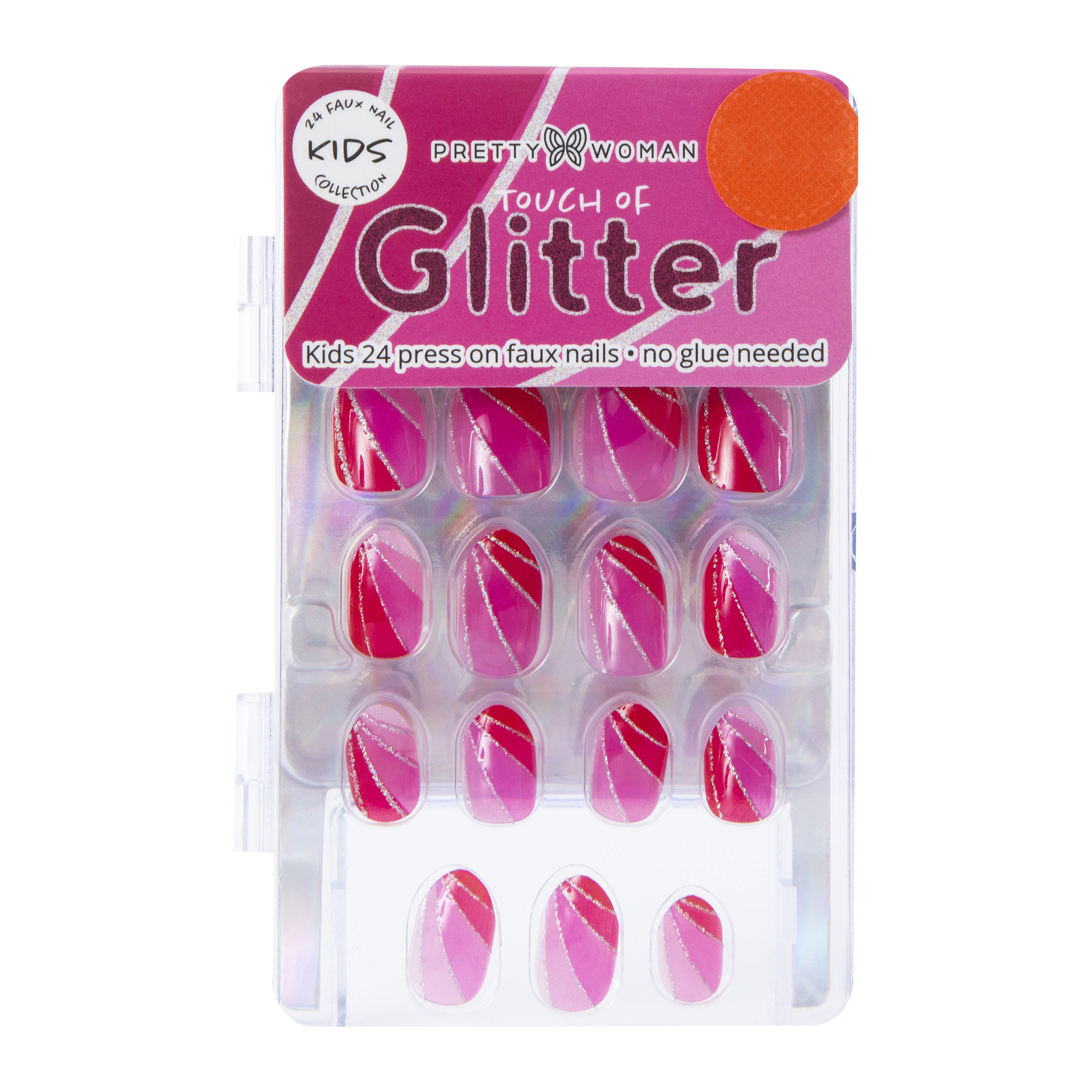 Pretty Woman Touch Of Glitter Kids Press On Faux Nails 24-Piece Set