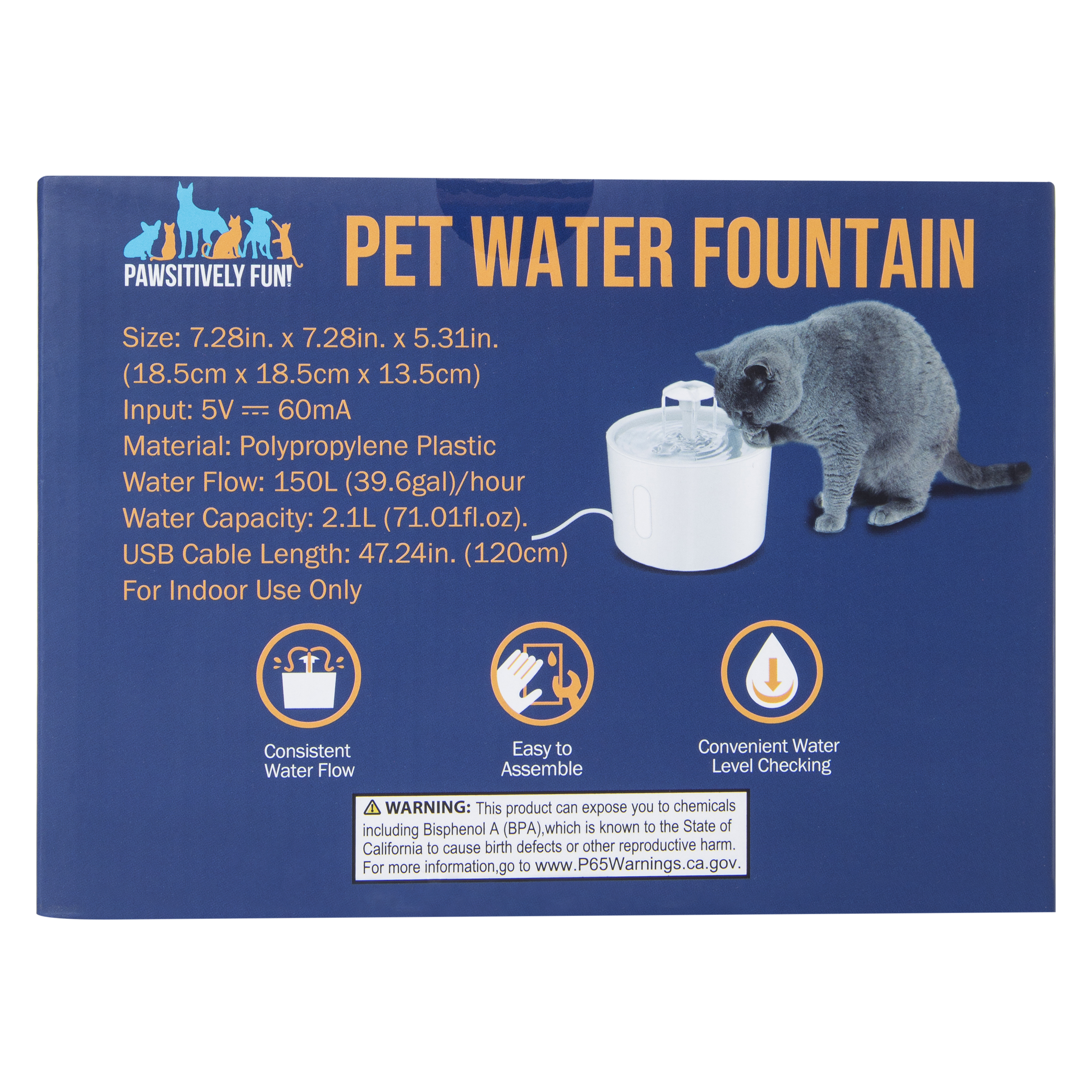 Pet Water Fountain 7.28in x 5.31in