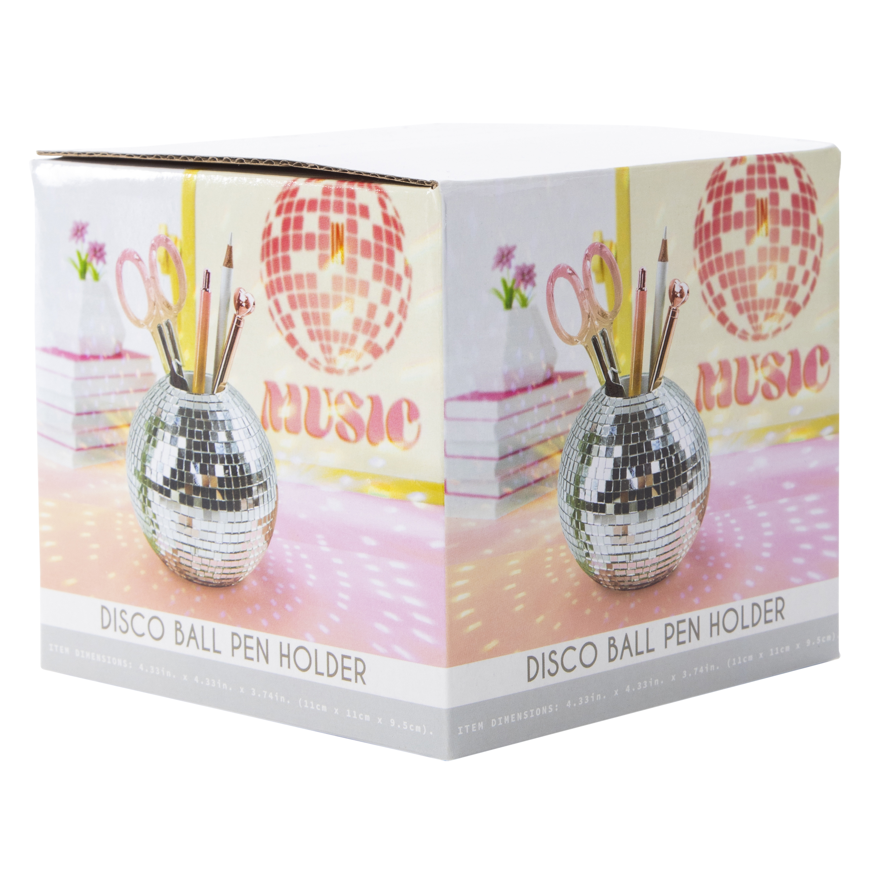 Disco Ball Pen Holder 4.33in x 3.74in