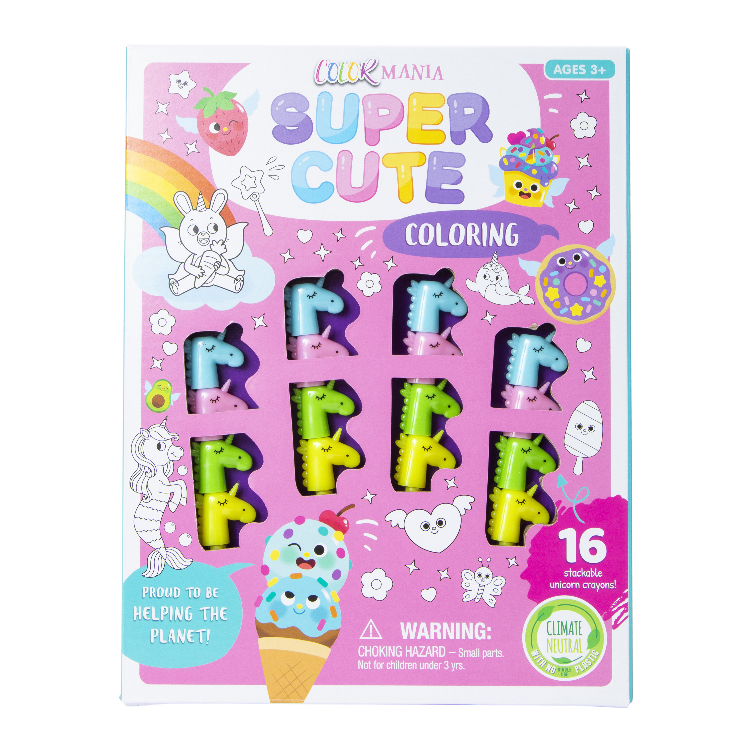 Super Cute Unicorns Coloring Book & Crayons