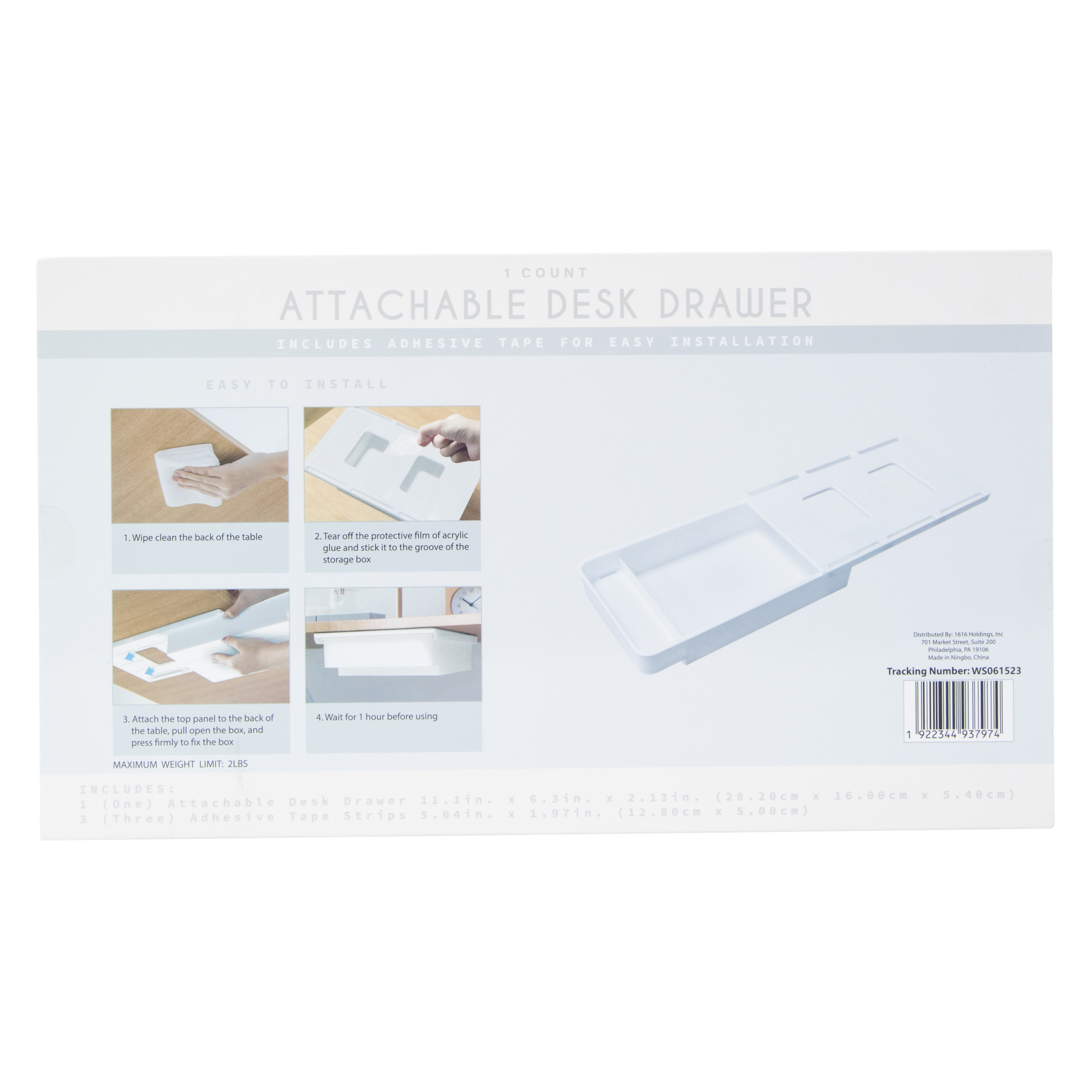 Attachable Desk Drawer 11.1in X 6.3in