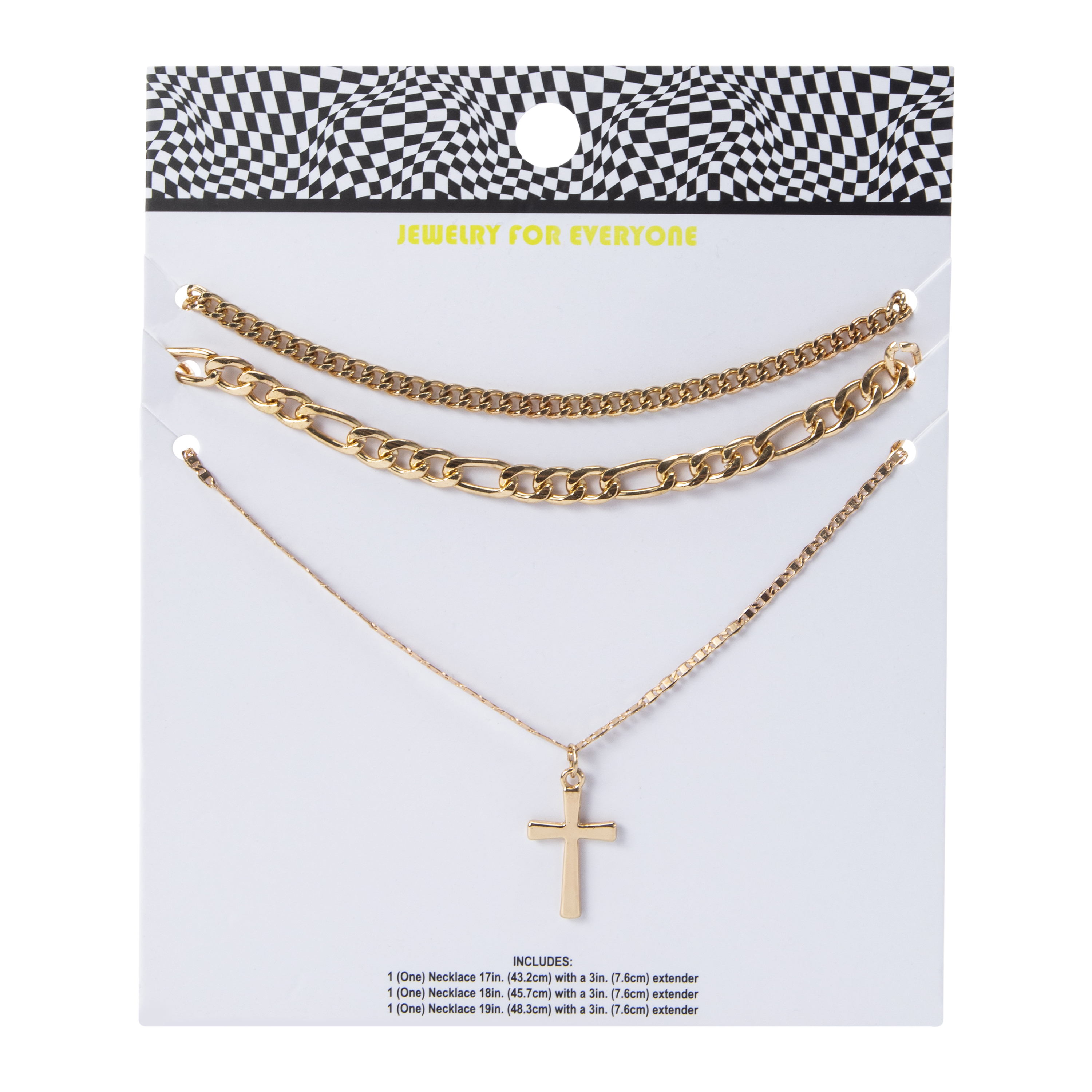 Gold Cross Layered Necklaces 3-Count