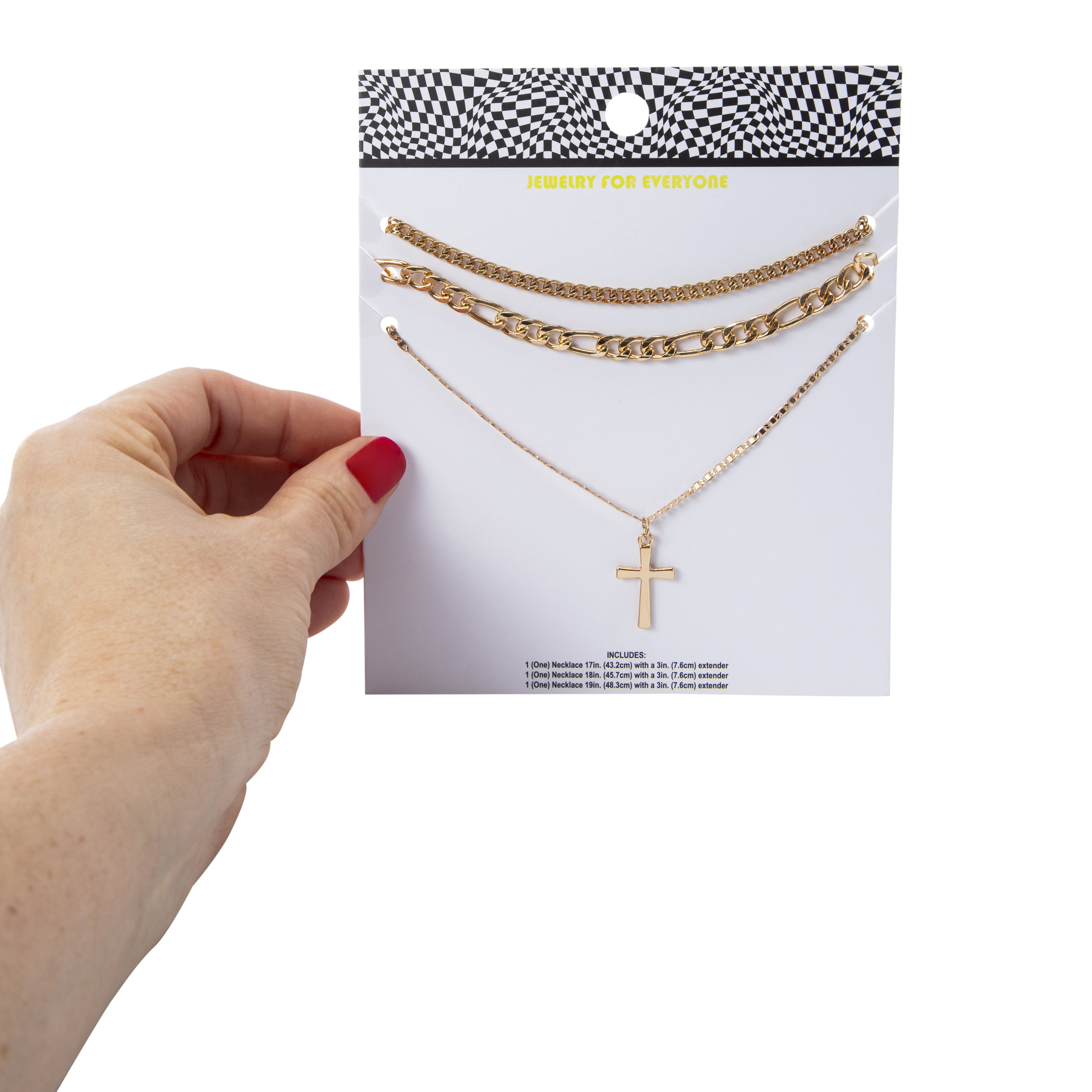 Gold Cross Layered Necklaces 3-Count