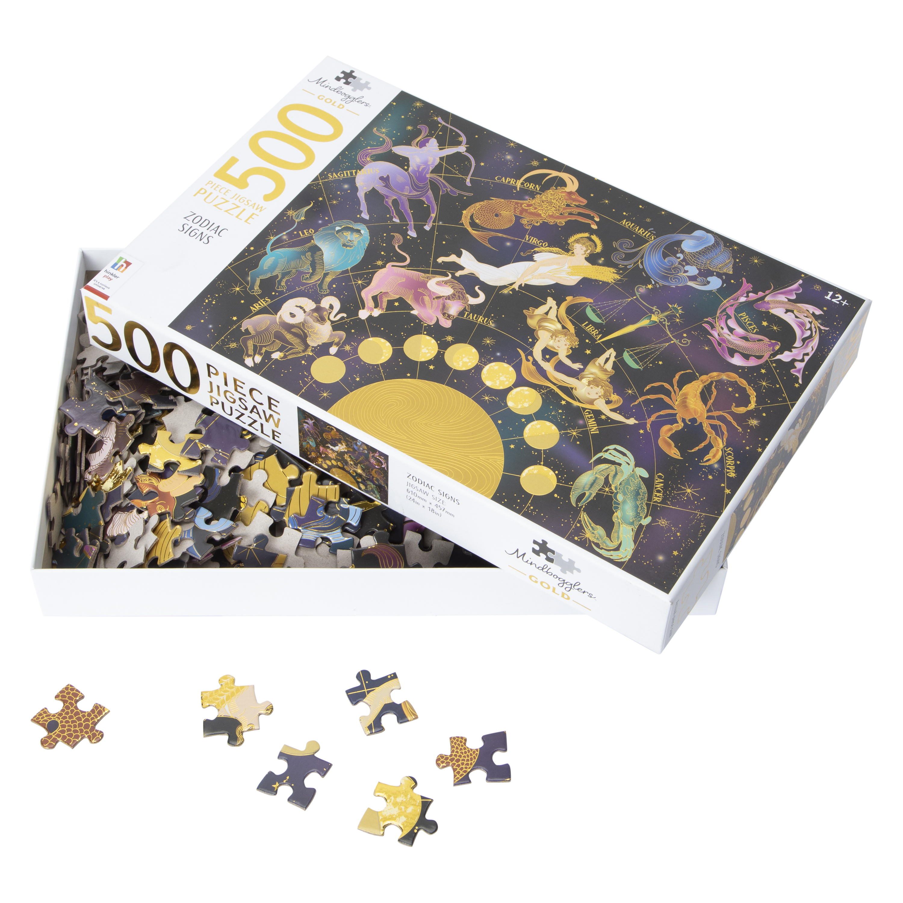 Mindbogglers™ Gold Zodiac Signs 500-Piece Jigsaw Puzzle