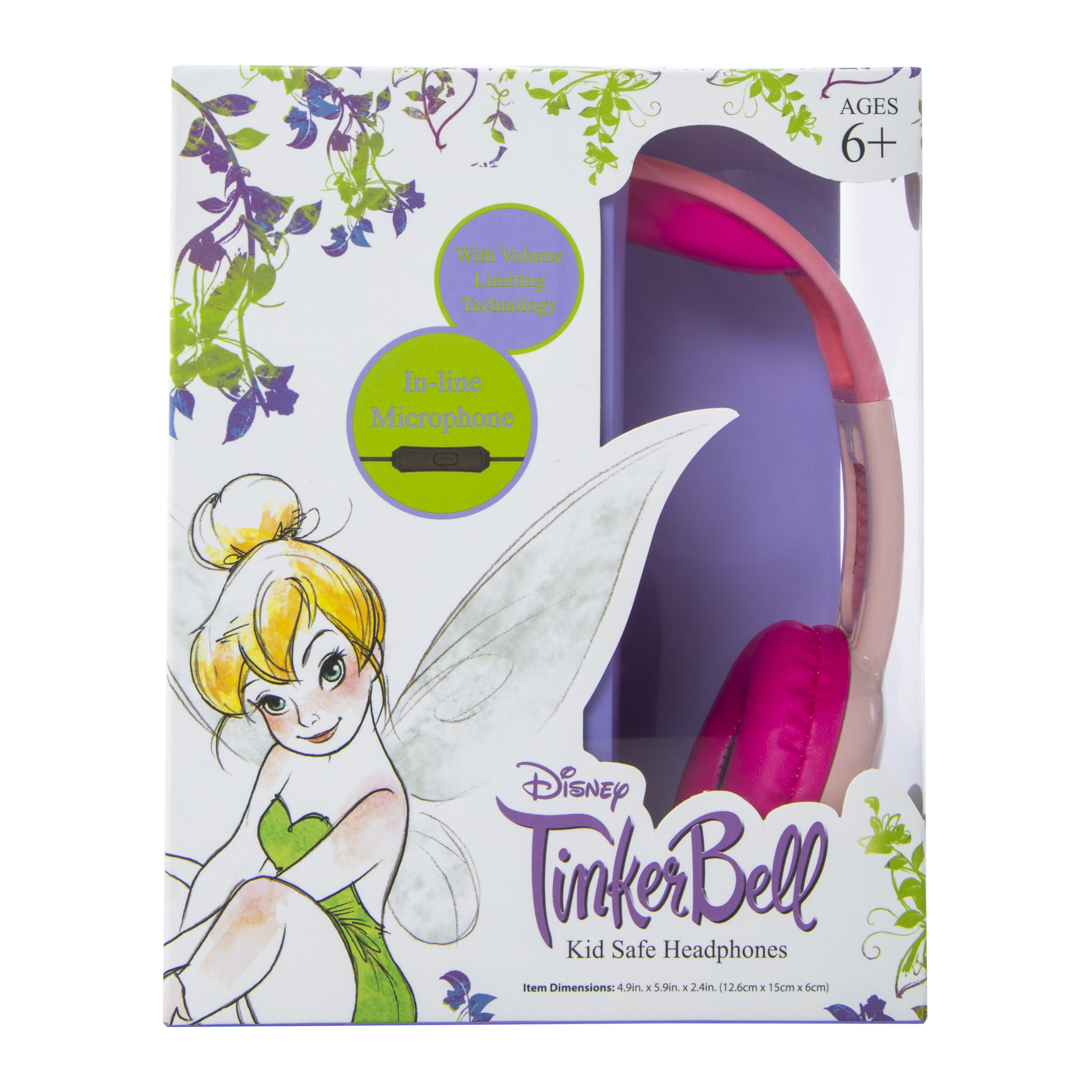 Tinker Bell Kid-Safe Wired Headphones With Mic
