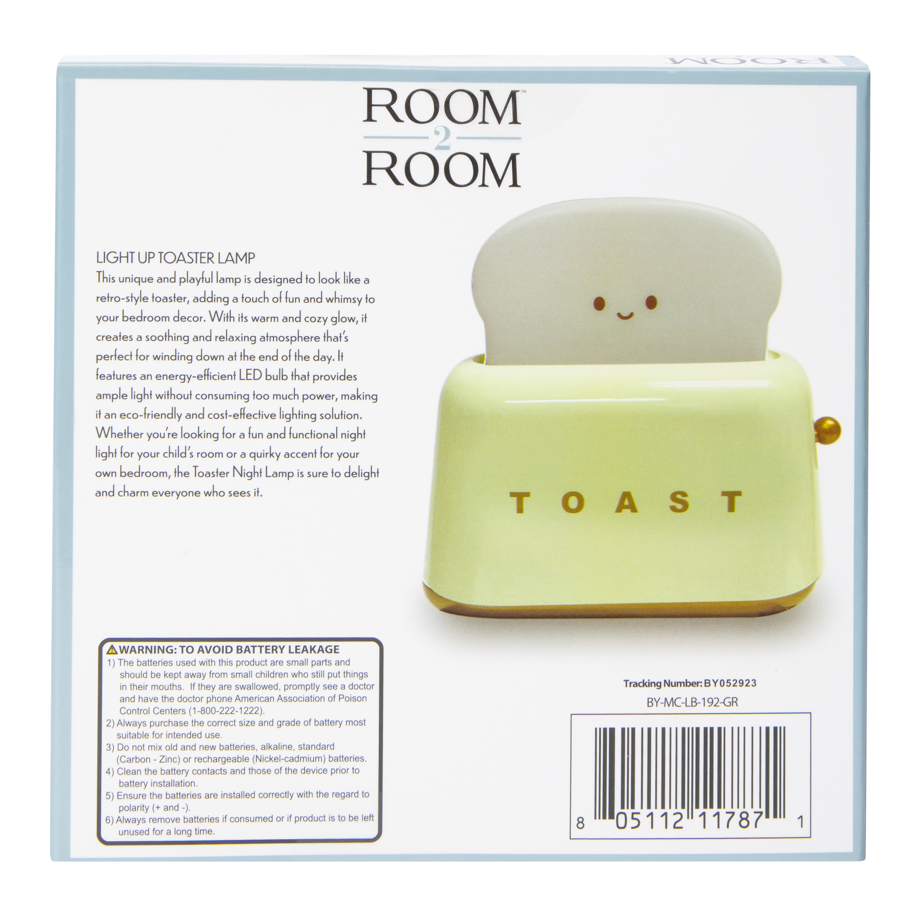 LED Light Up Toaster Lamp 5in x 5.25in