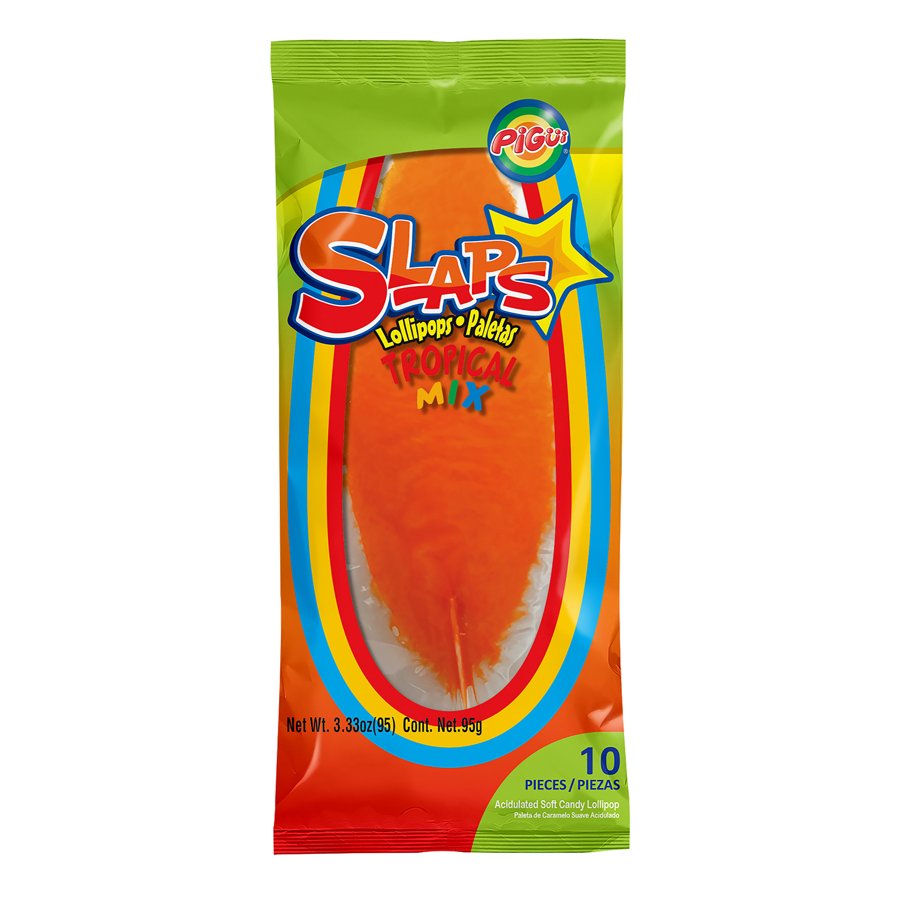 Pigui® Slaps Lollipops 10-Count - Tropical Mix