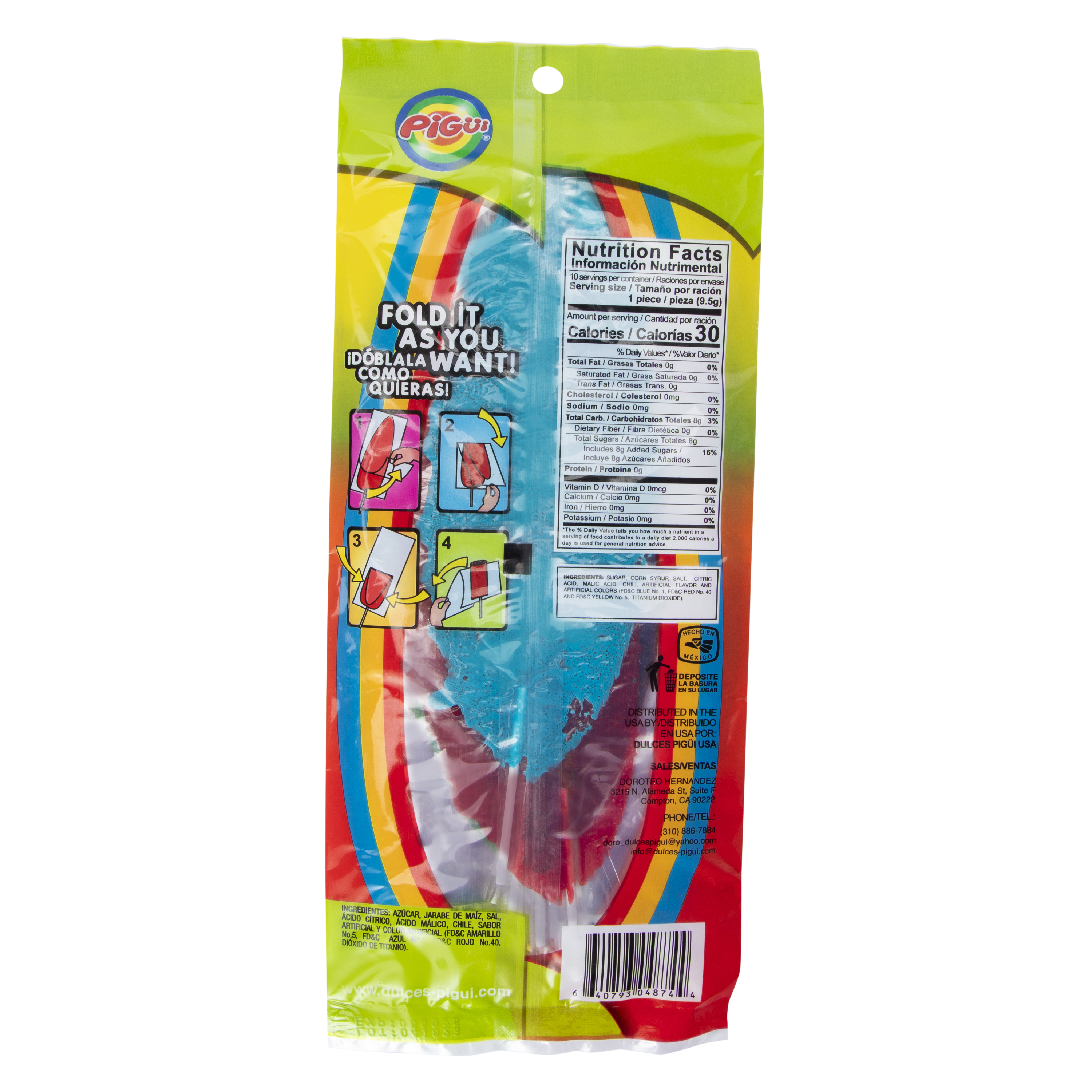 Pigui® Slaps Lollipops 10-Count - Tropical Mix