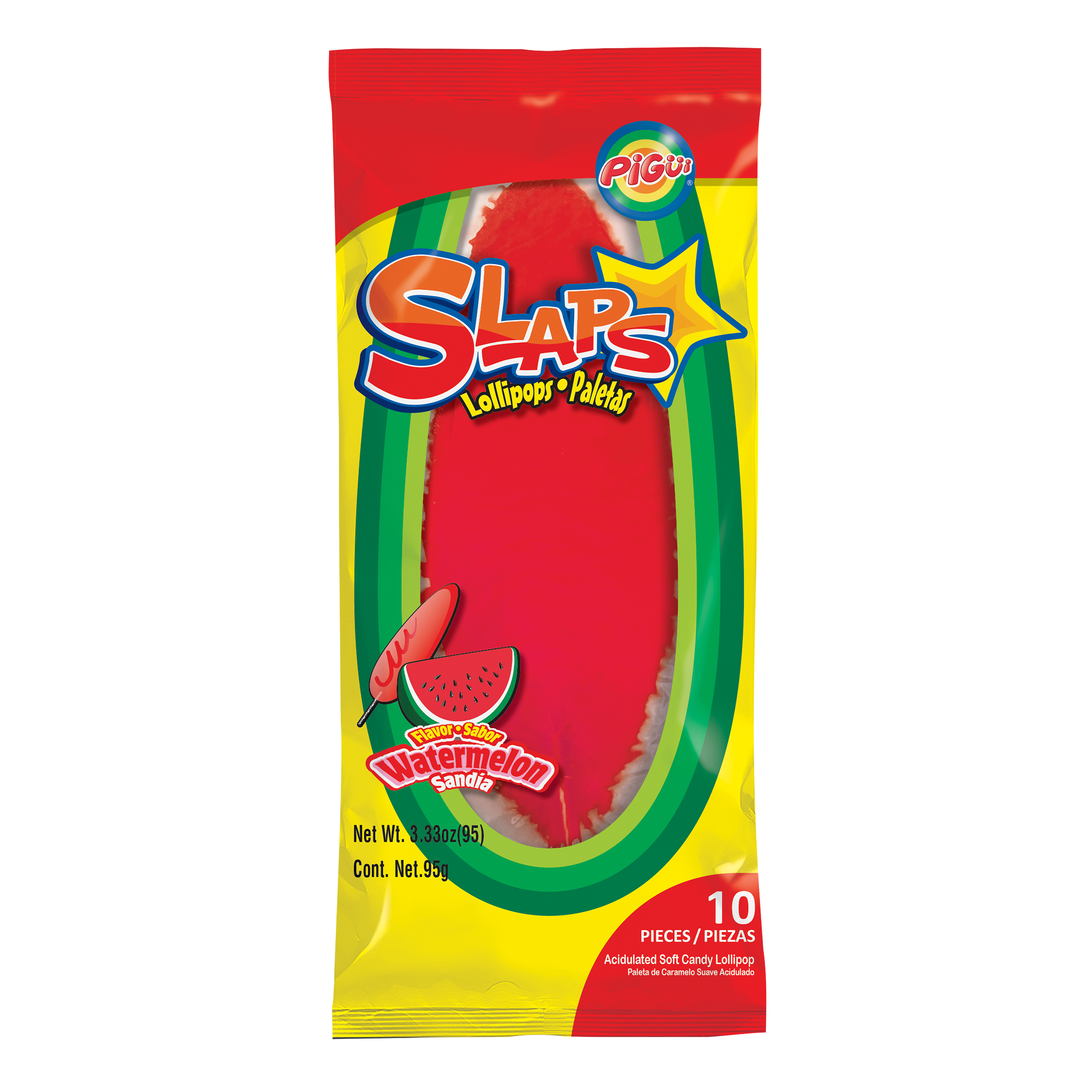 Pigui® Slaps Lollipops 10-Count - Watermelon