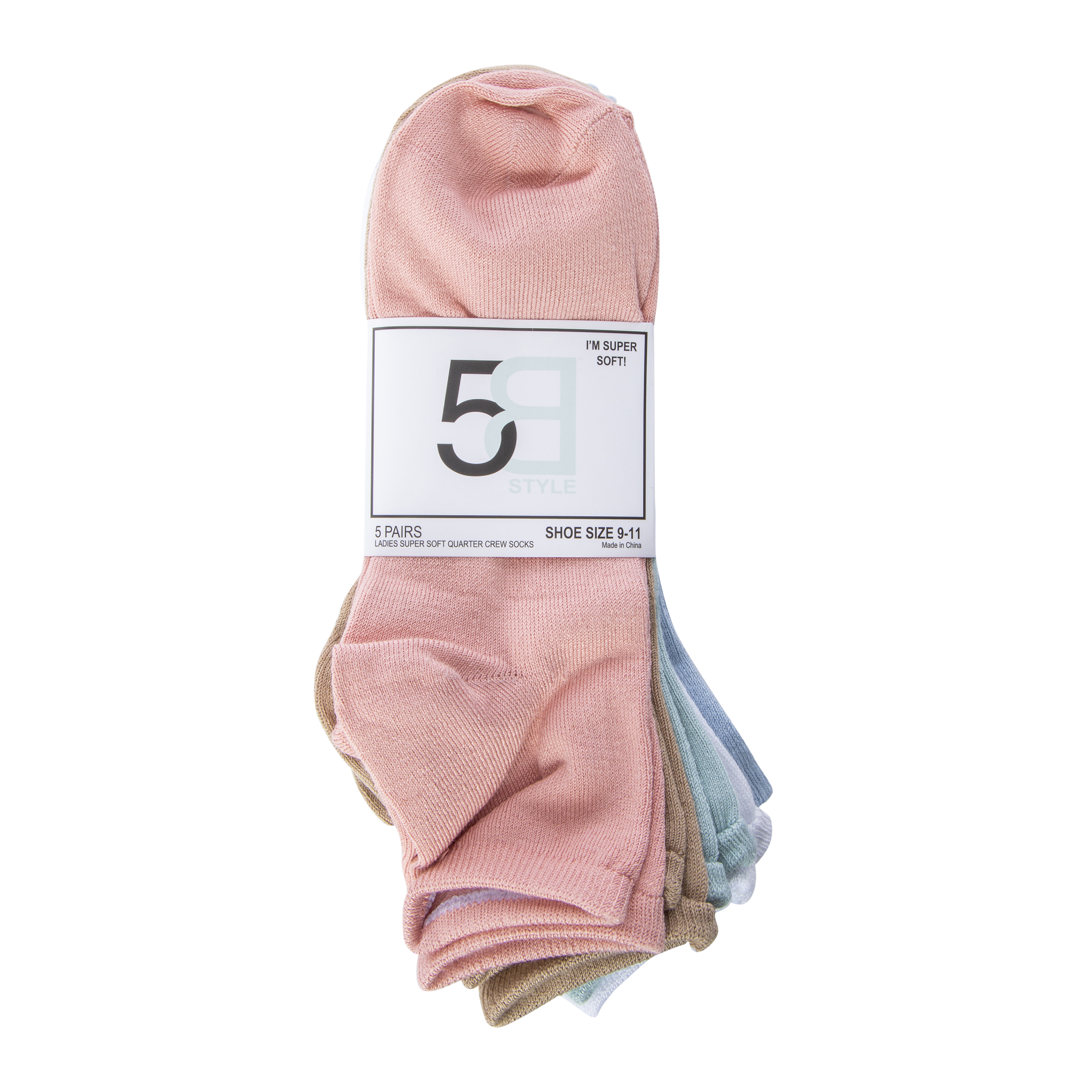 Ladies Super Soft Quarter Crew Socks 5-Pack | Five Below