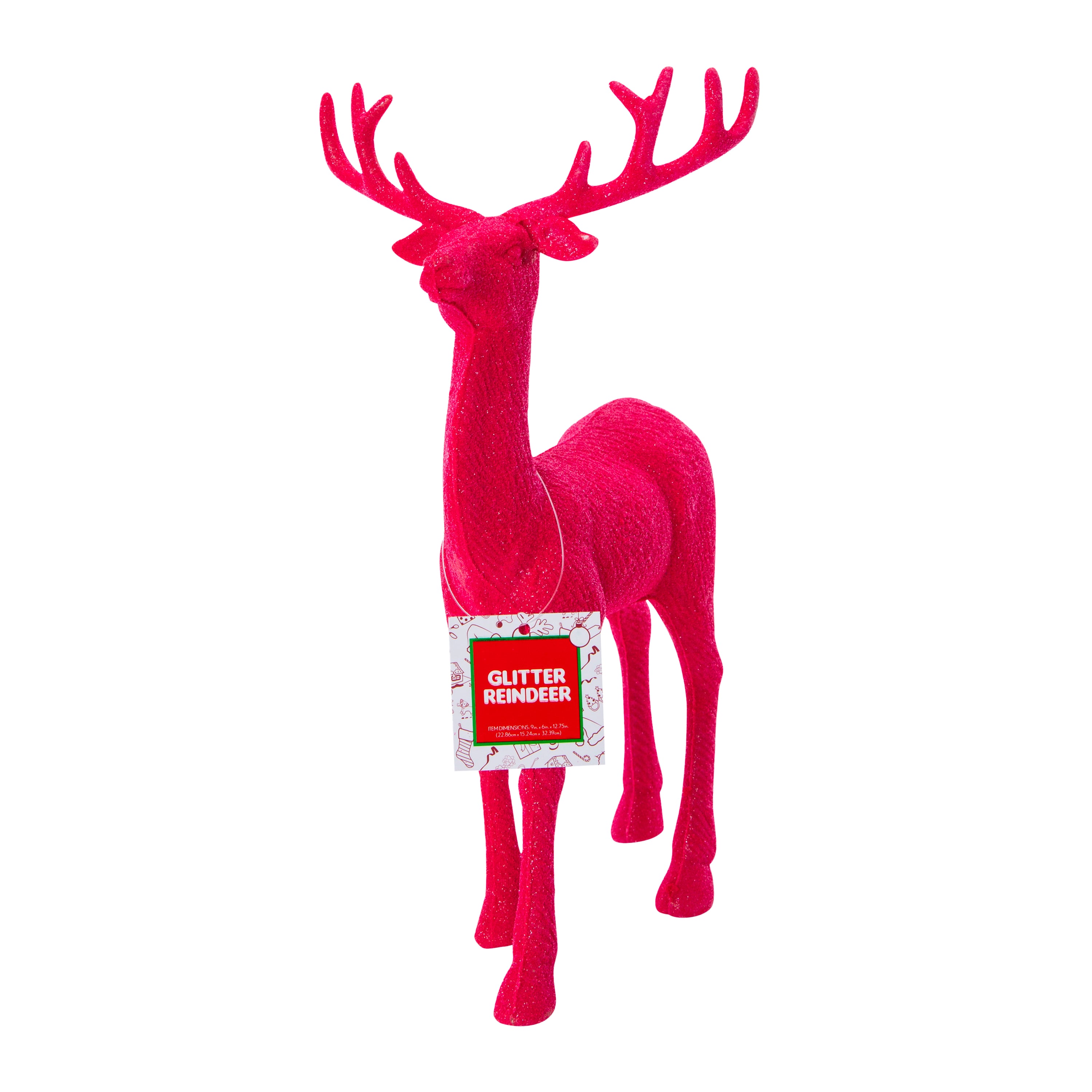 Holiday Glitter Reindeer Decor 12.8in