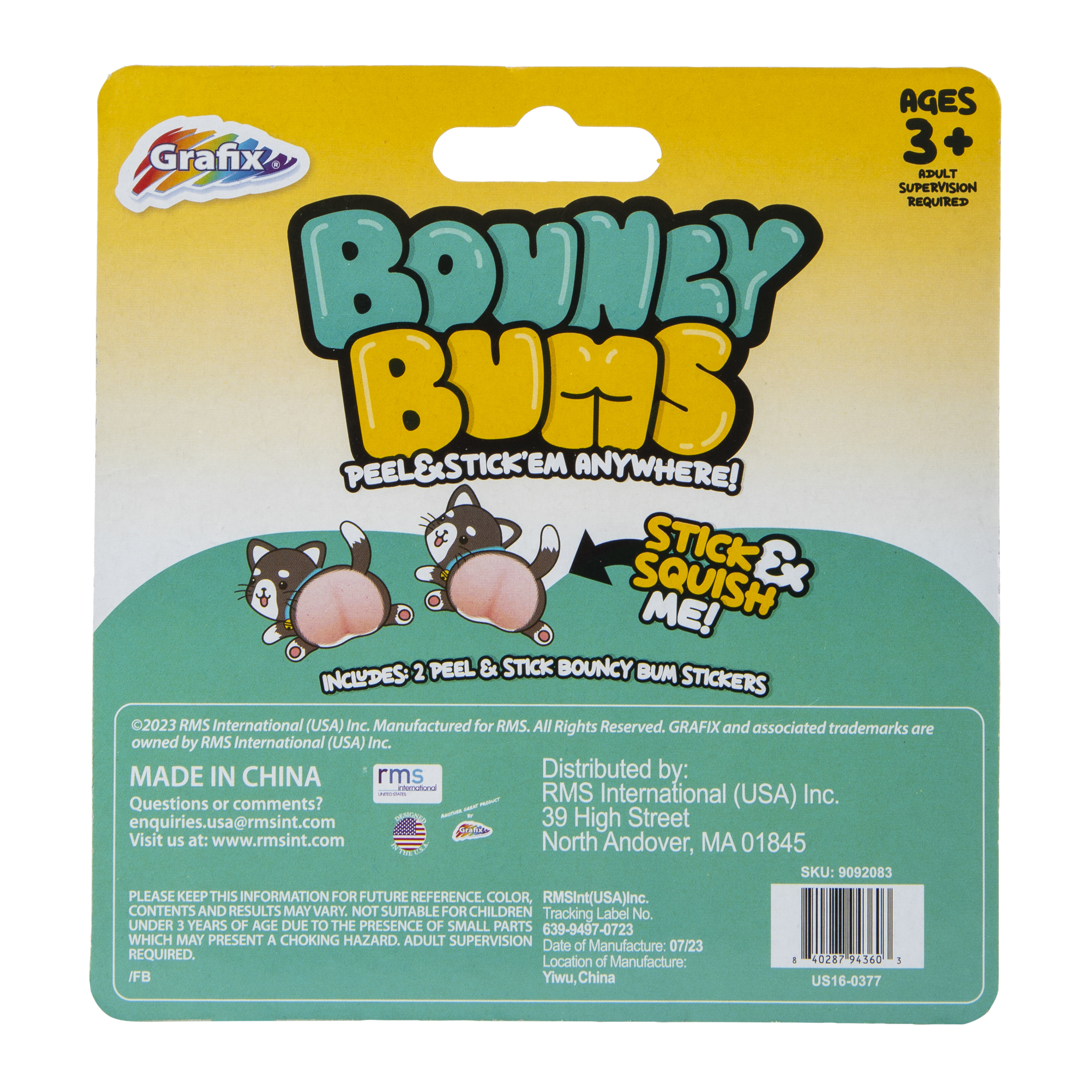 Bouncy Bums Peel & Stick Squishies 2-Pack