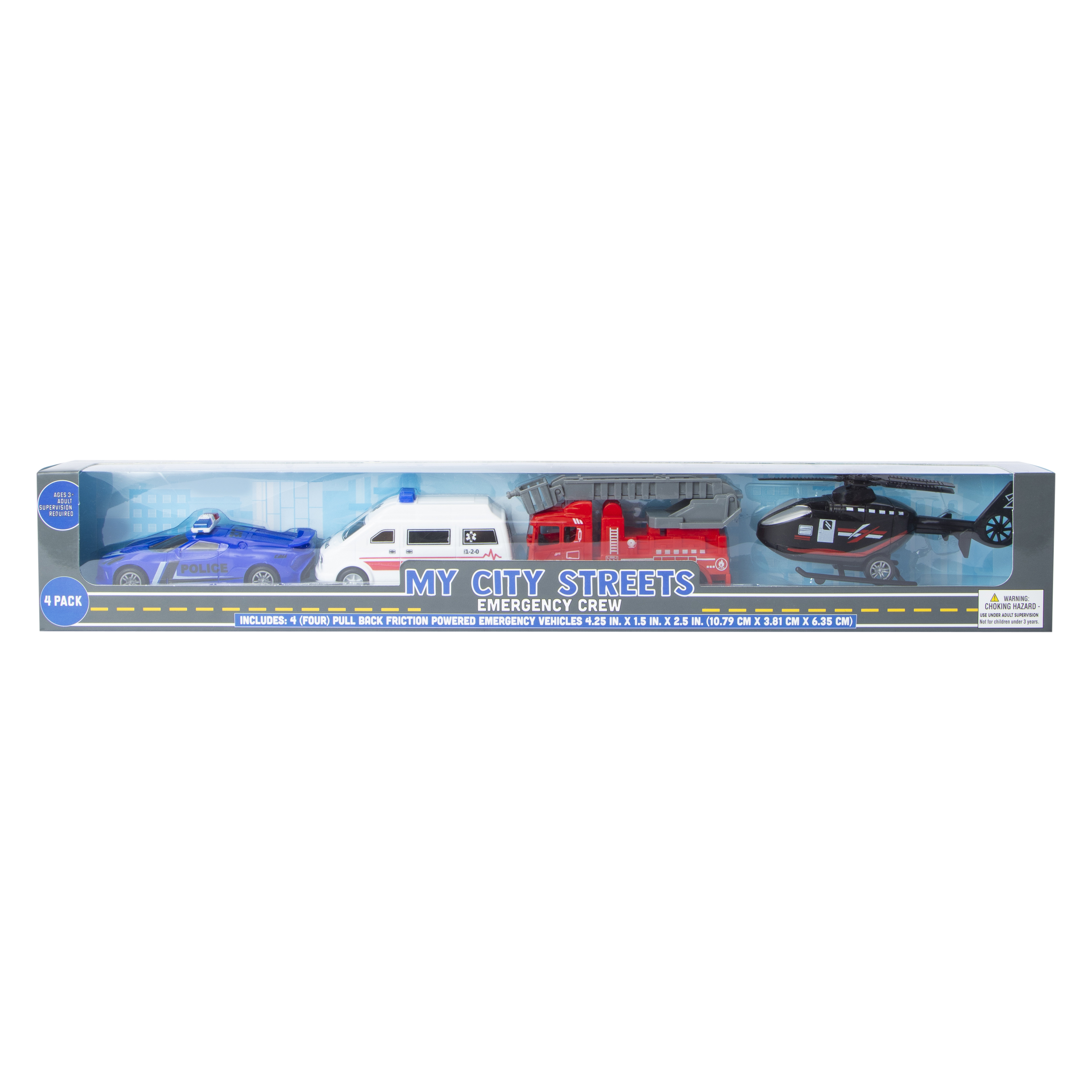 My City Streets Emergency Friction Vehicles 4-Count
