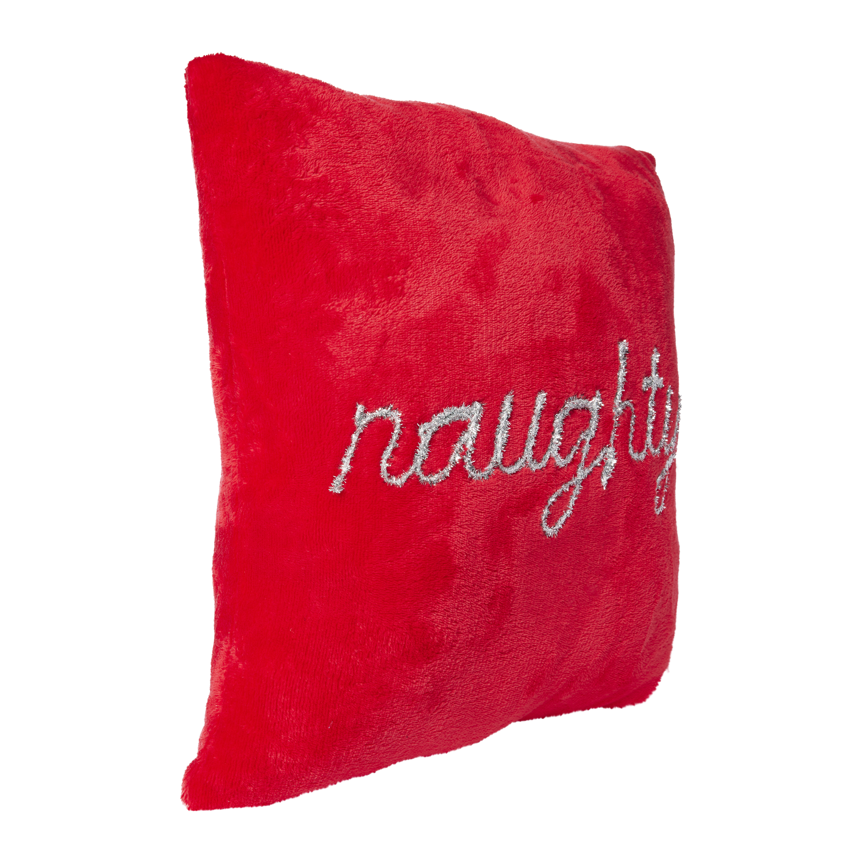 Naughty/Nice Reversible Holiday Tinsel Pillow 16in