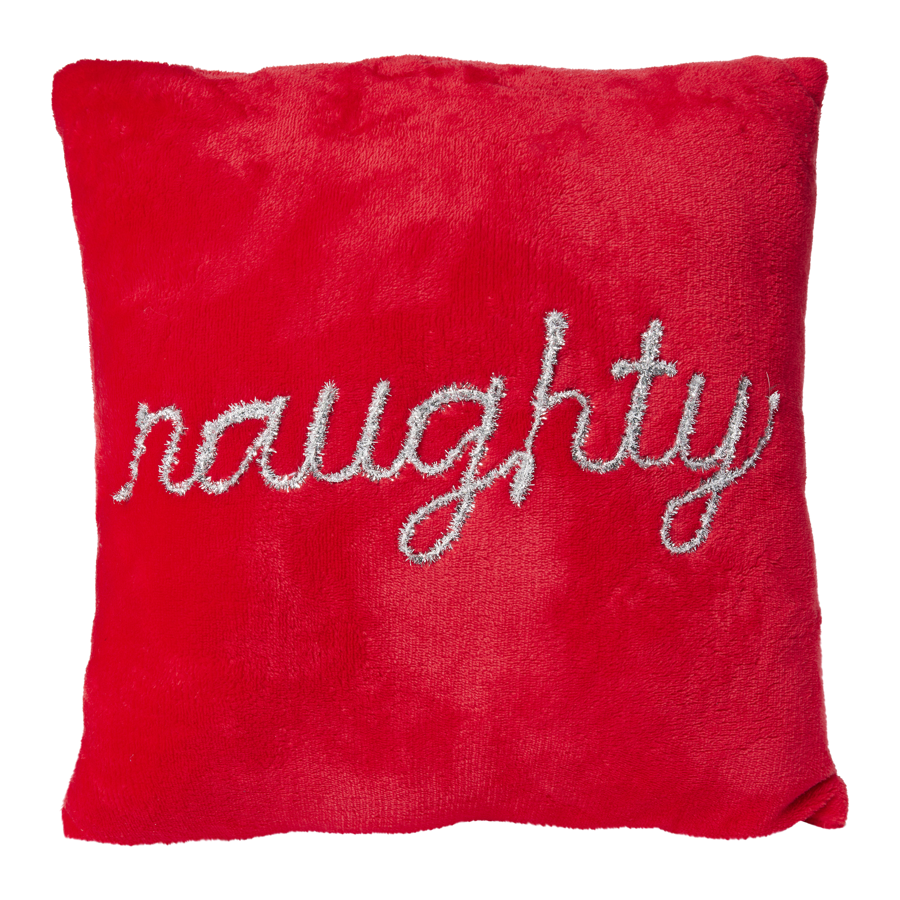 Naughty/Nice Reversible Holiday Tinsel Pillow 16in