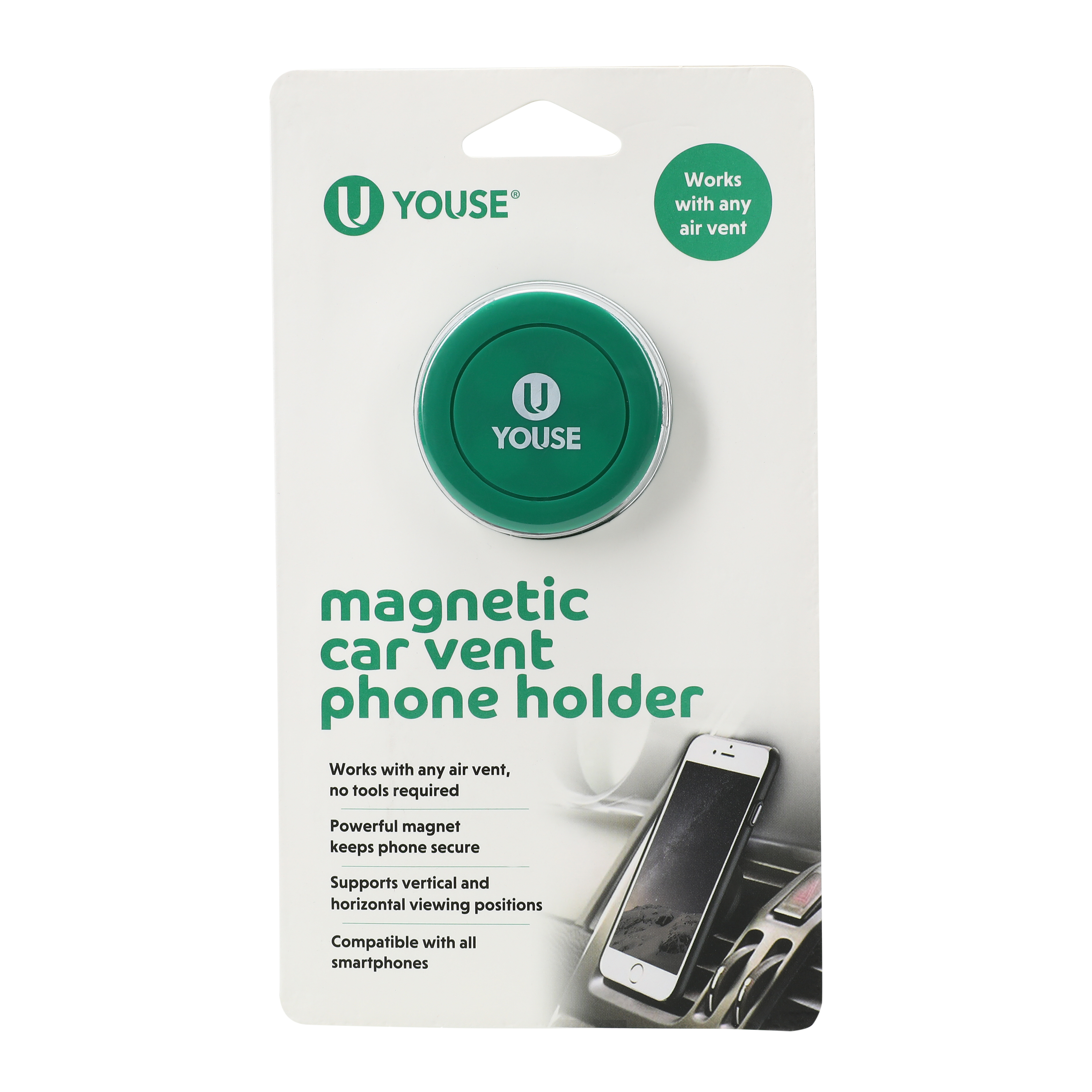 Green Magnetic Car Vent Phone Holder