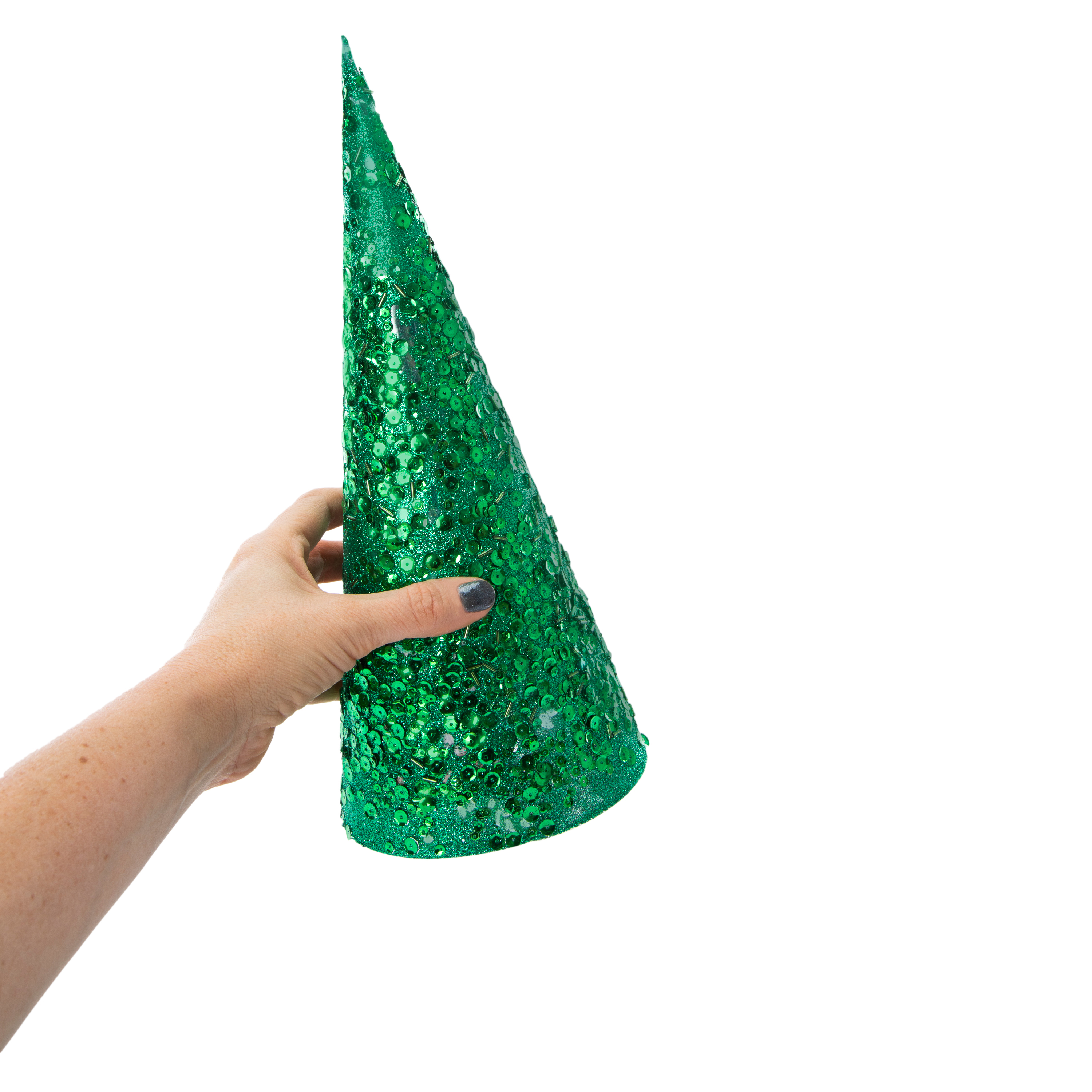 Sequin Cone Christmas Tree 13in