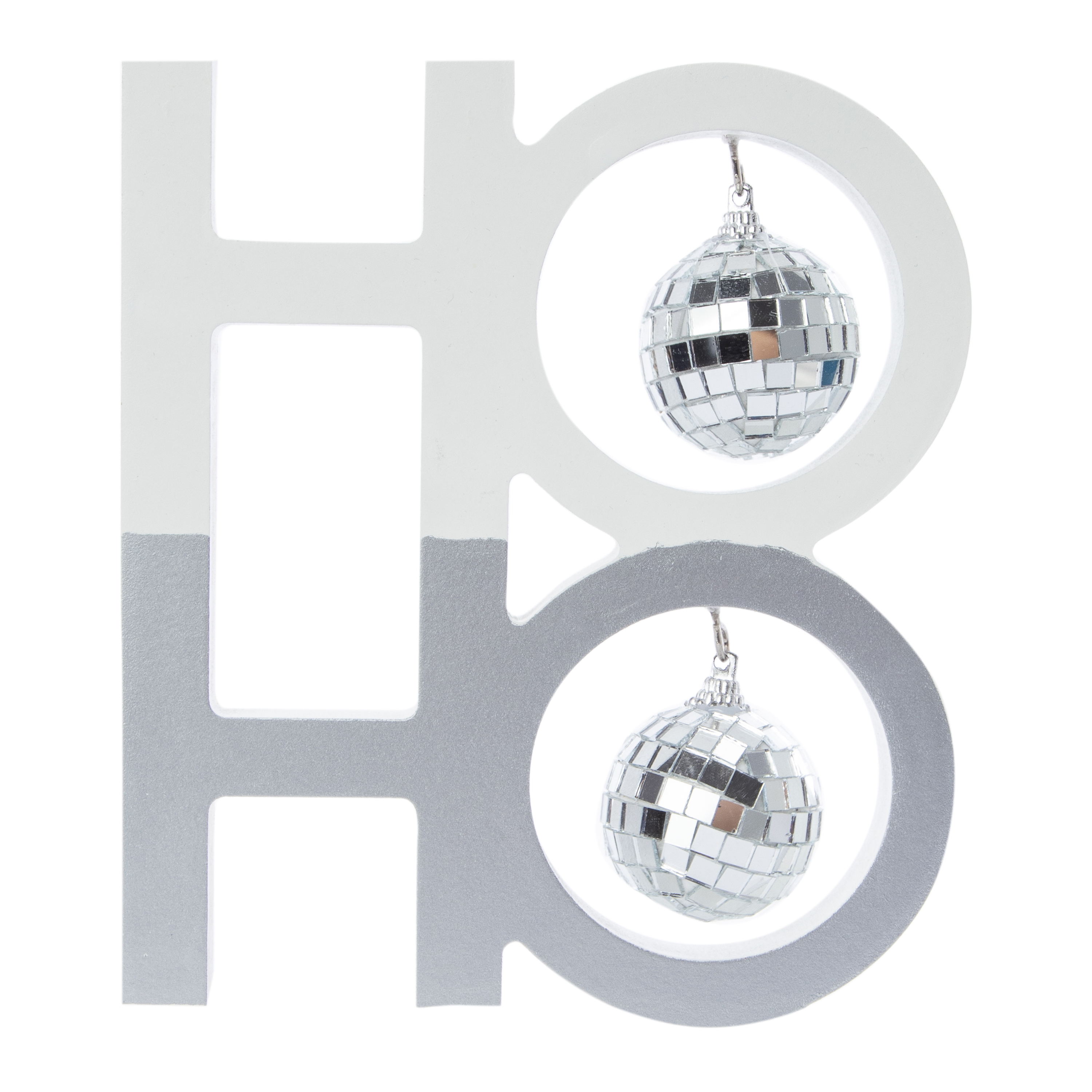 Ho Ho Ho' Disco Ball Wood Tabletop Sign 10.14in