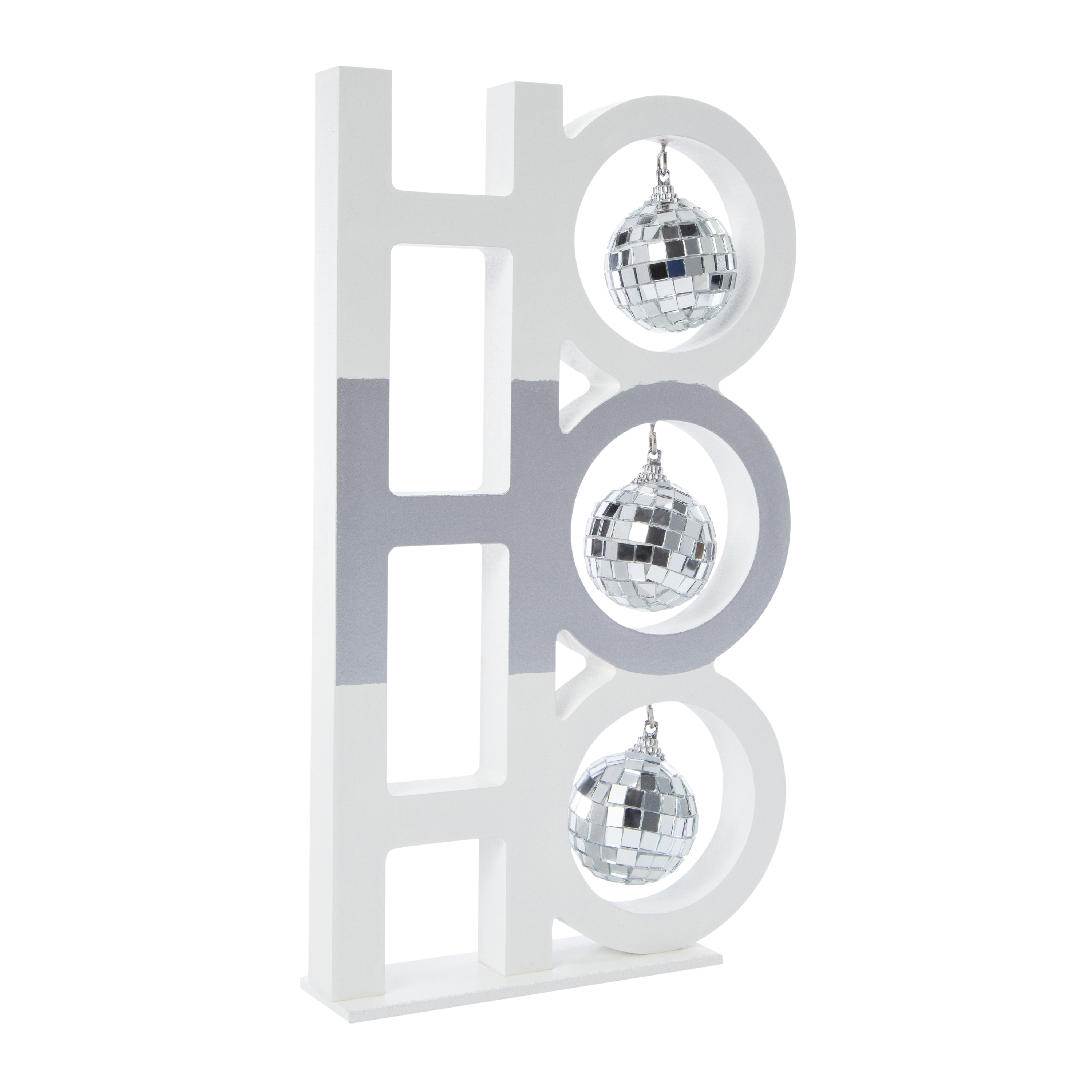 Ho Ho Ho' Disco Ball Wood Tabletop Sign 10.14in
