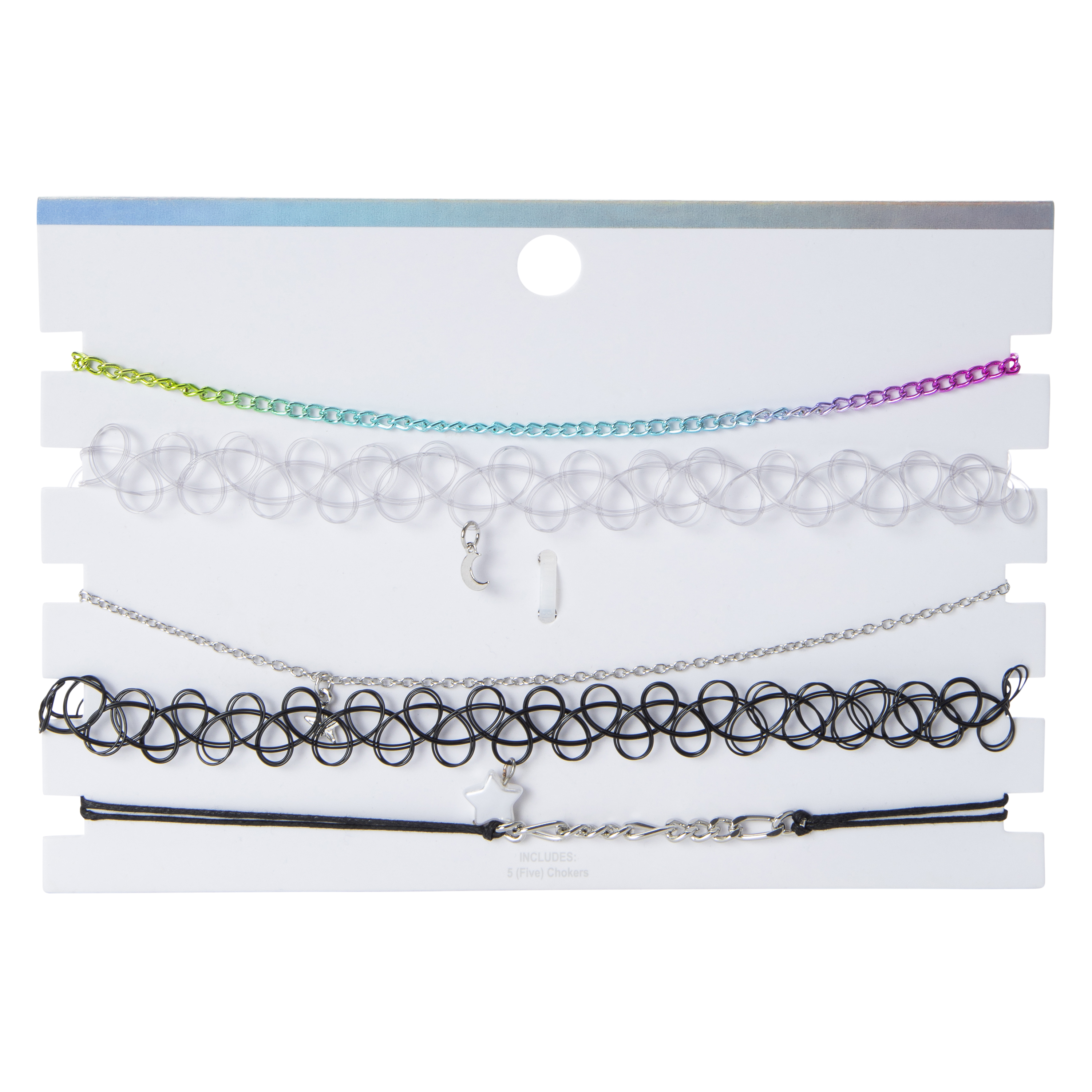 Claire's Club Glitter Charm Tattoo Choker Necklaces - 3 Pack at