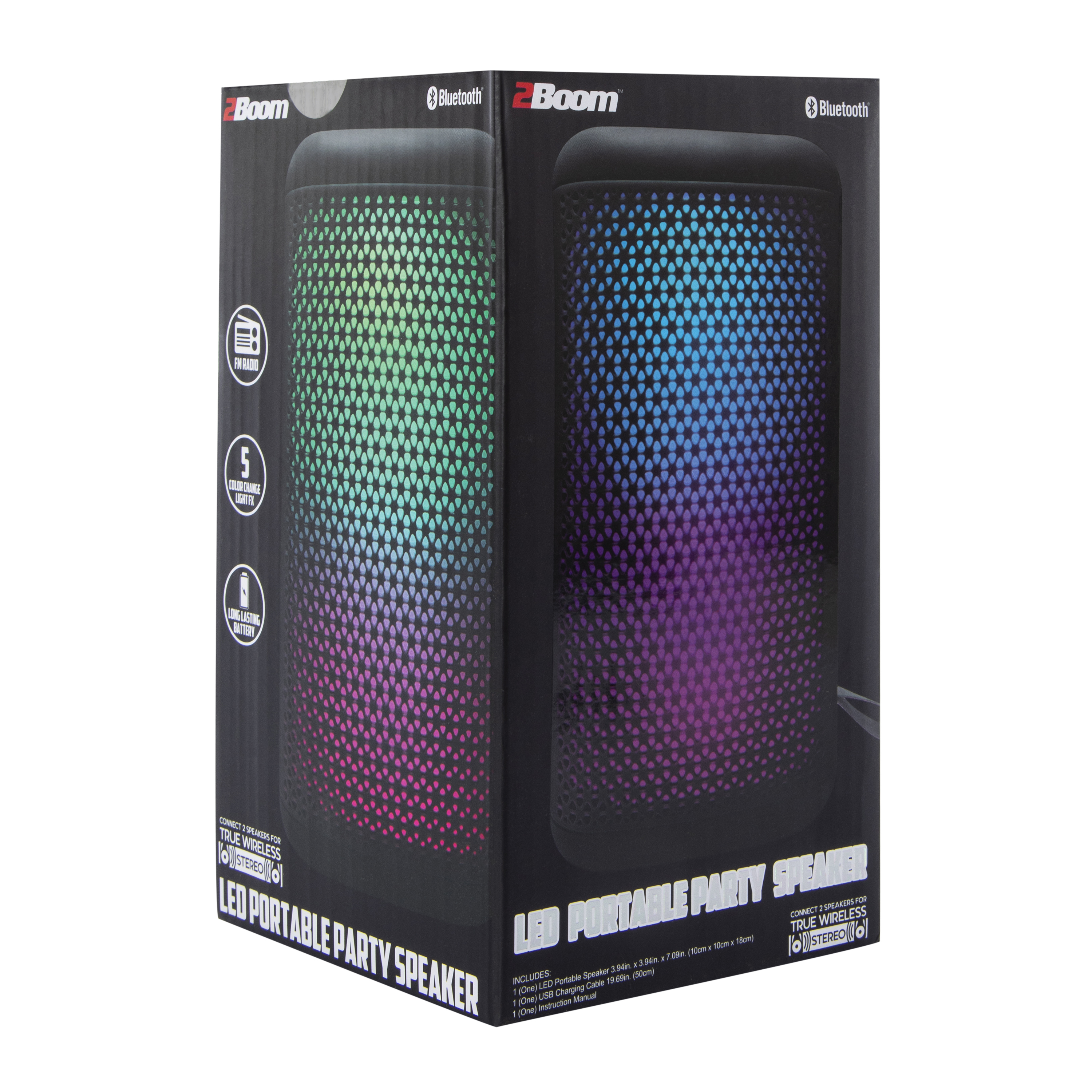 LED Bluetooth® Portable Party Speaker 3.94in x 7.09in
