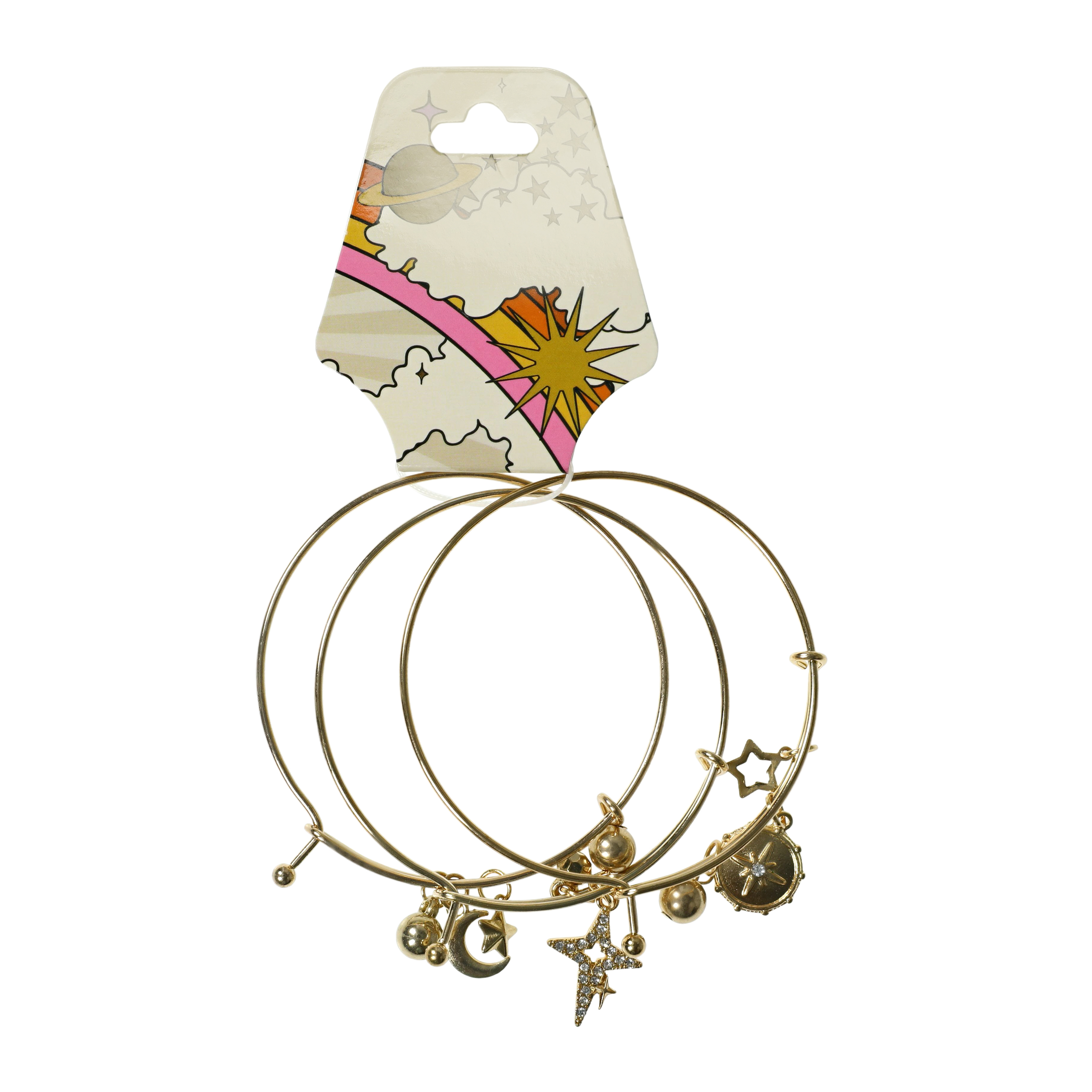 Celestial Bangle Charm Bracelets 3-Piece Set