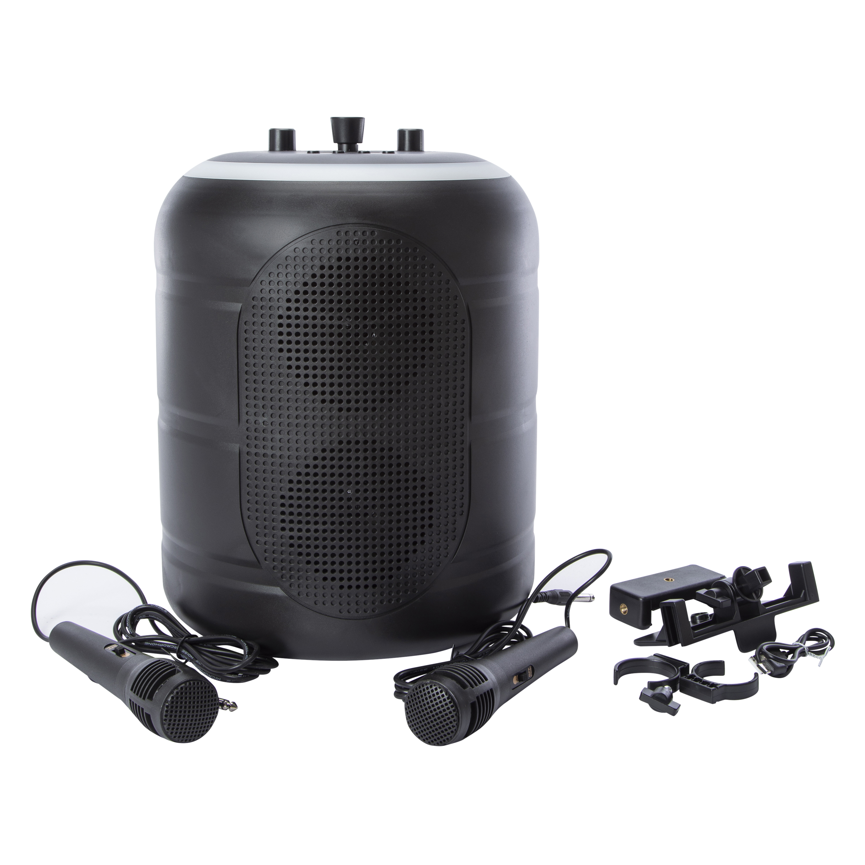 Bluetooth® Karaoke Speaker w/ Phone Stand & 2 Microphones
