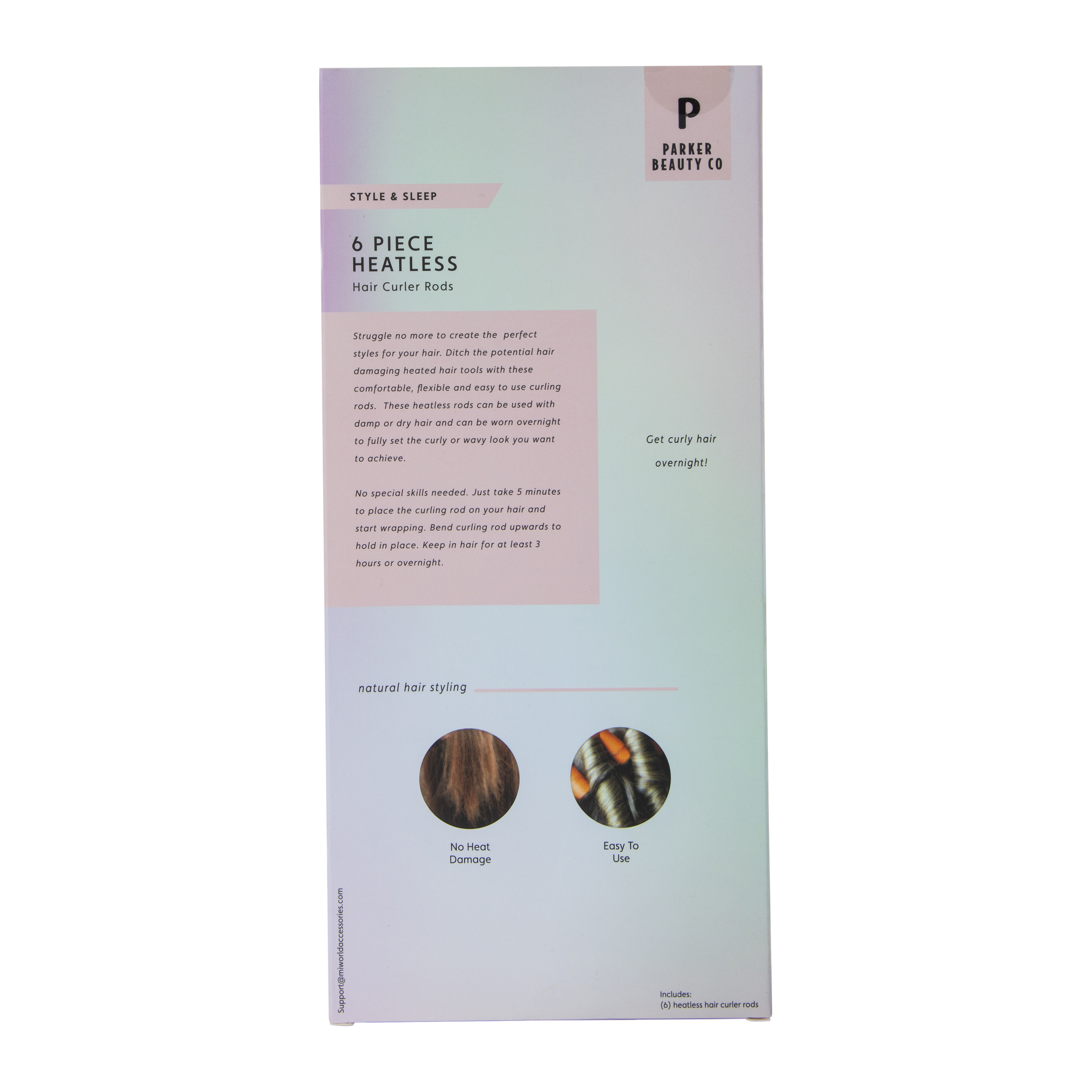 6-Piece Heatless Hair Curler Rods Set