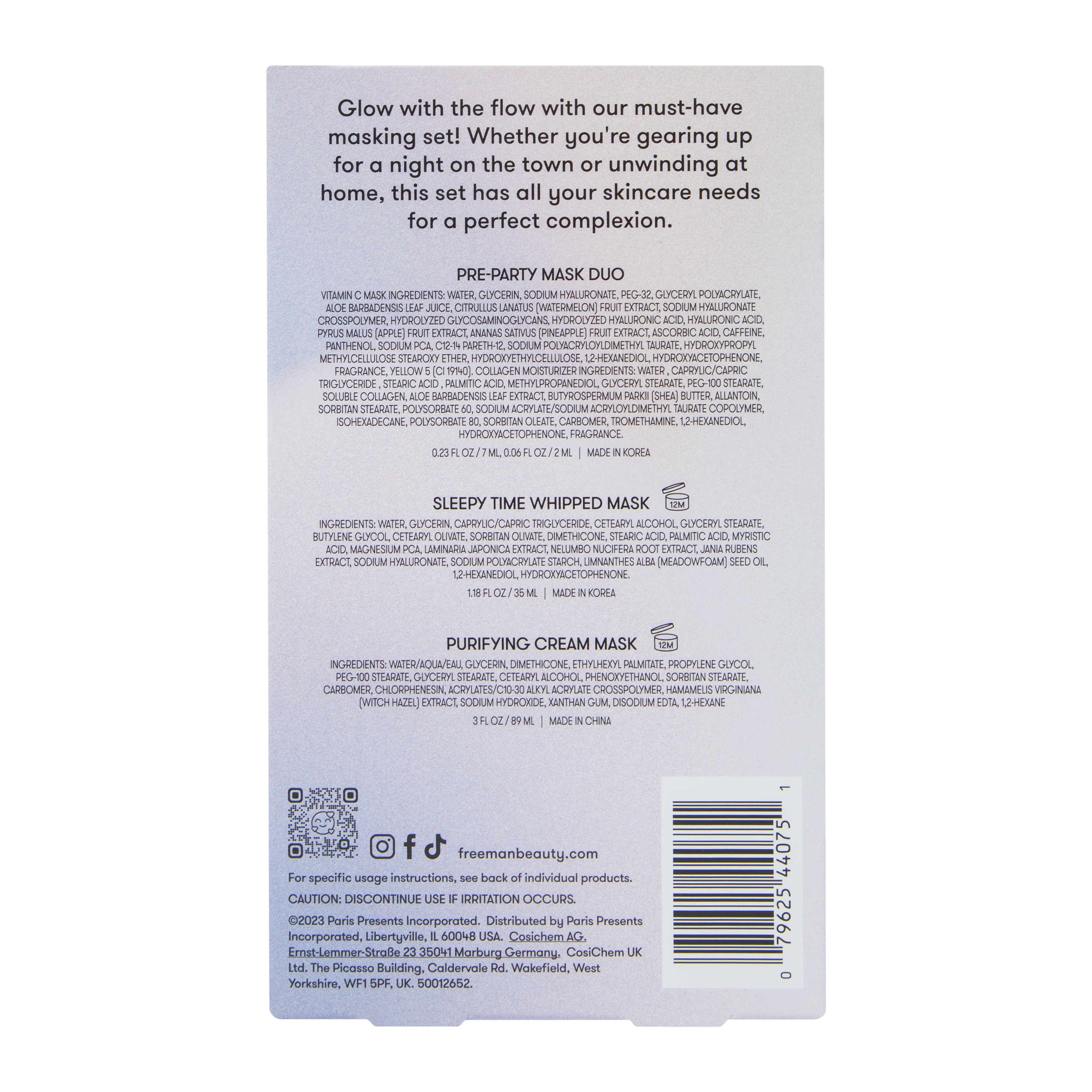 Freeman® Glow With The Flow 3-Piece Masking Set