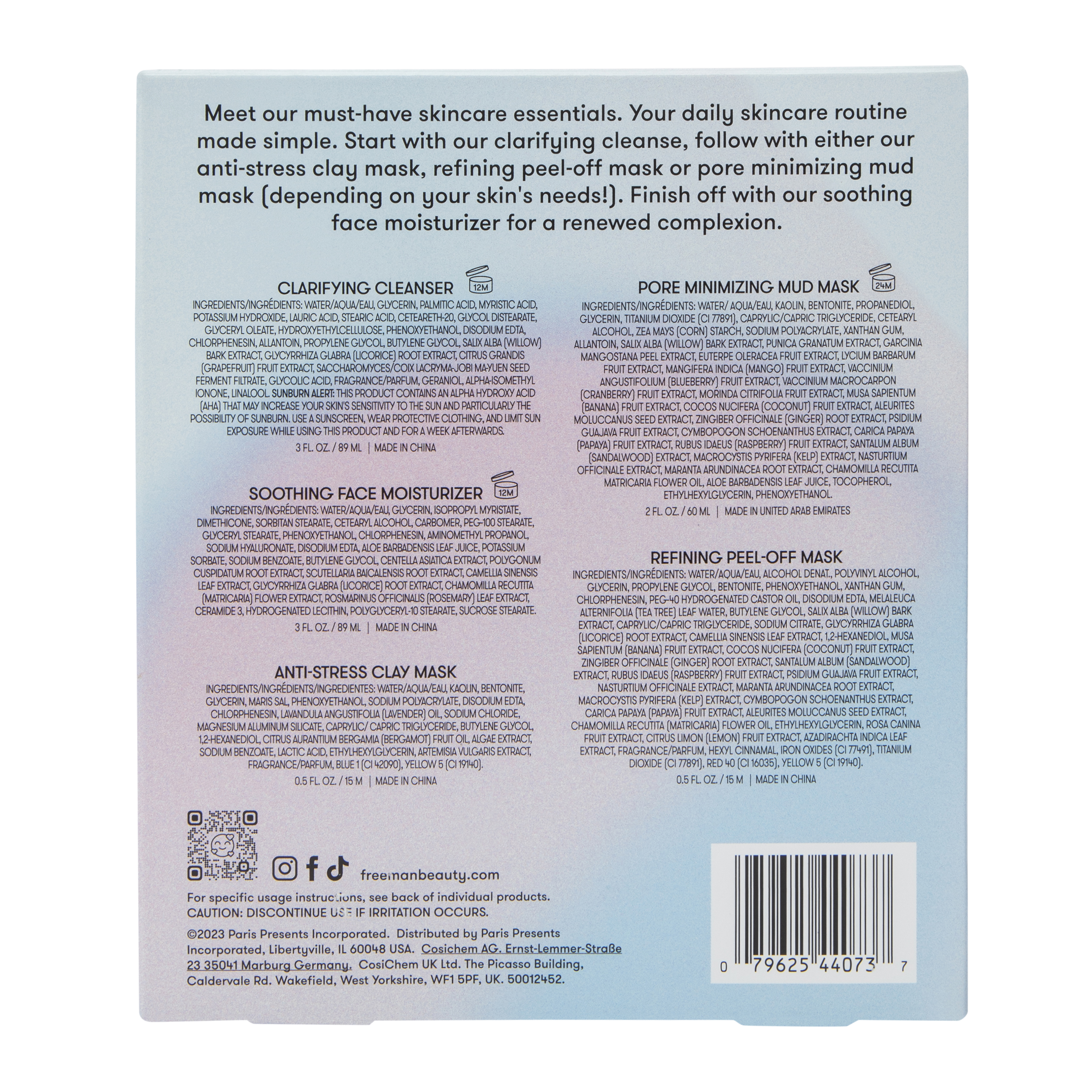 Freeman® Cleanse, Mask & Moisturize 5-Piece Skincare Set