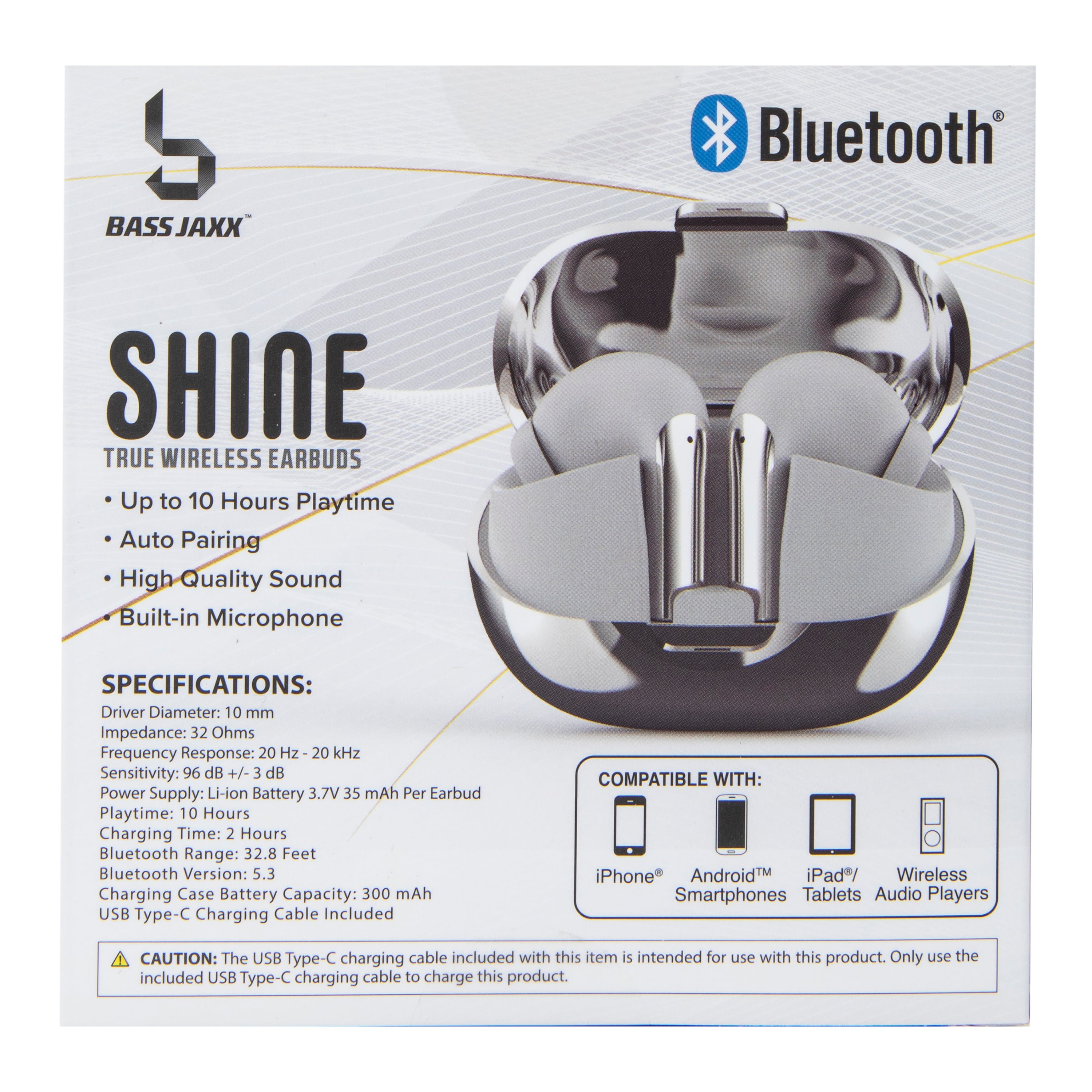 SHINE Gaming TWS Earphone　② Shine Chrome Bluetooth® Wireless Earbuds With Mic | Five Below