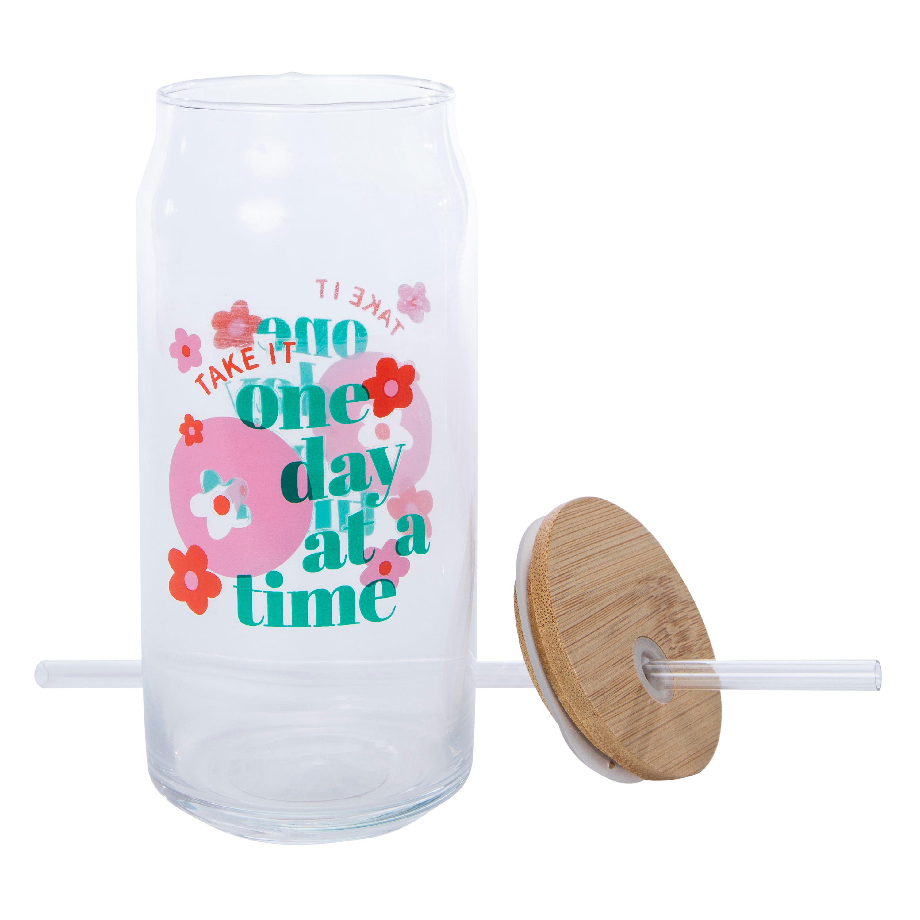 Glass Tumbler With Lid & Straw 20oz | Five Below