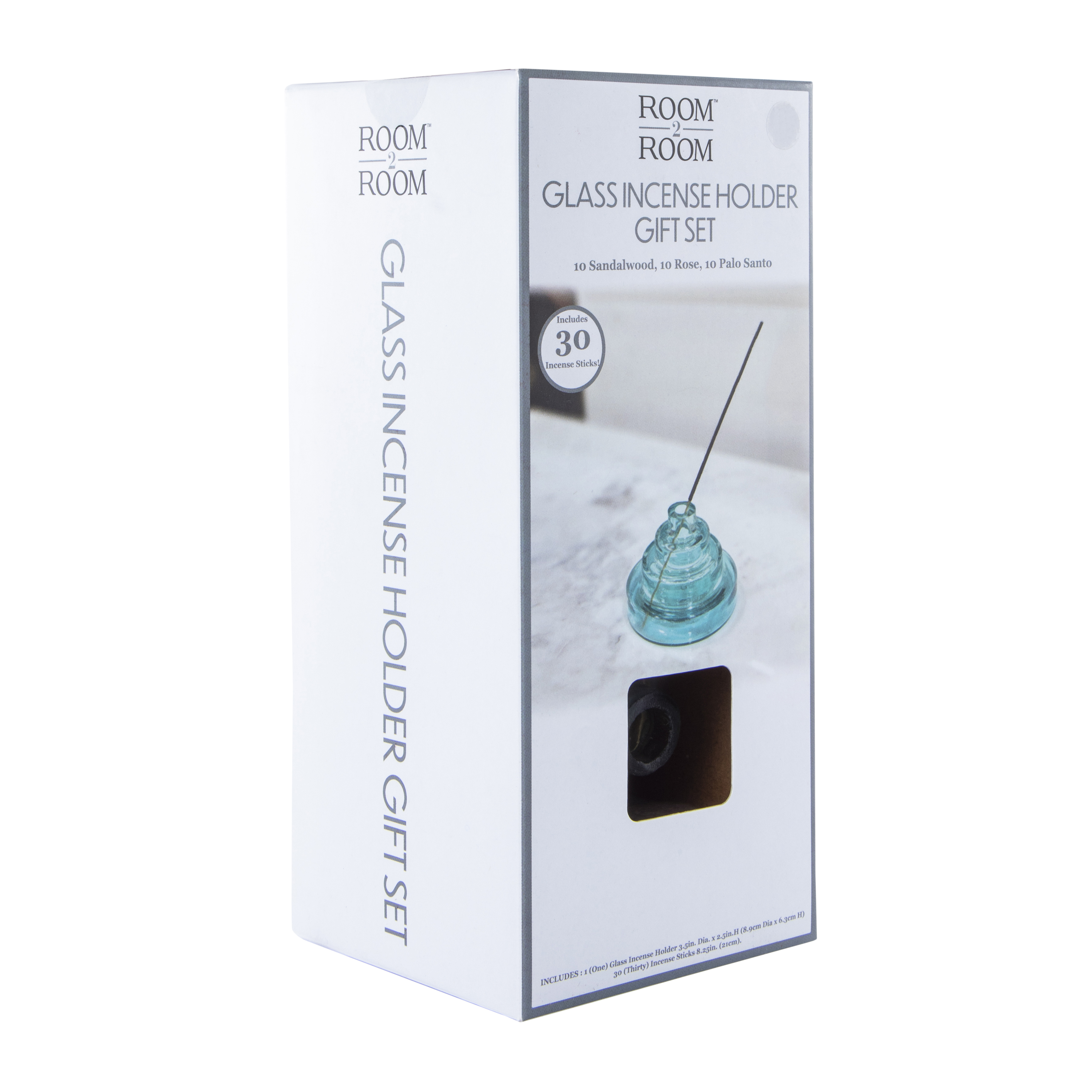 Round Glass Incense Holder Gift Set With 30 Sticks