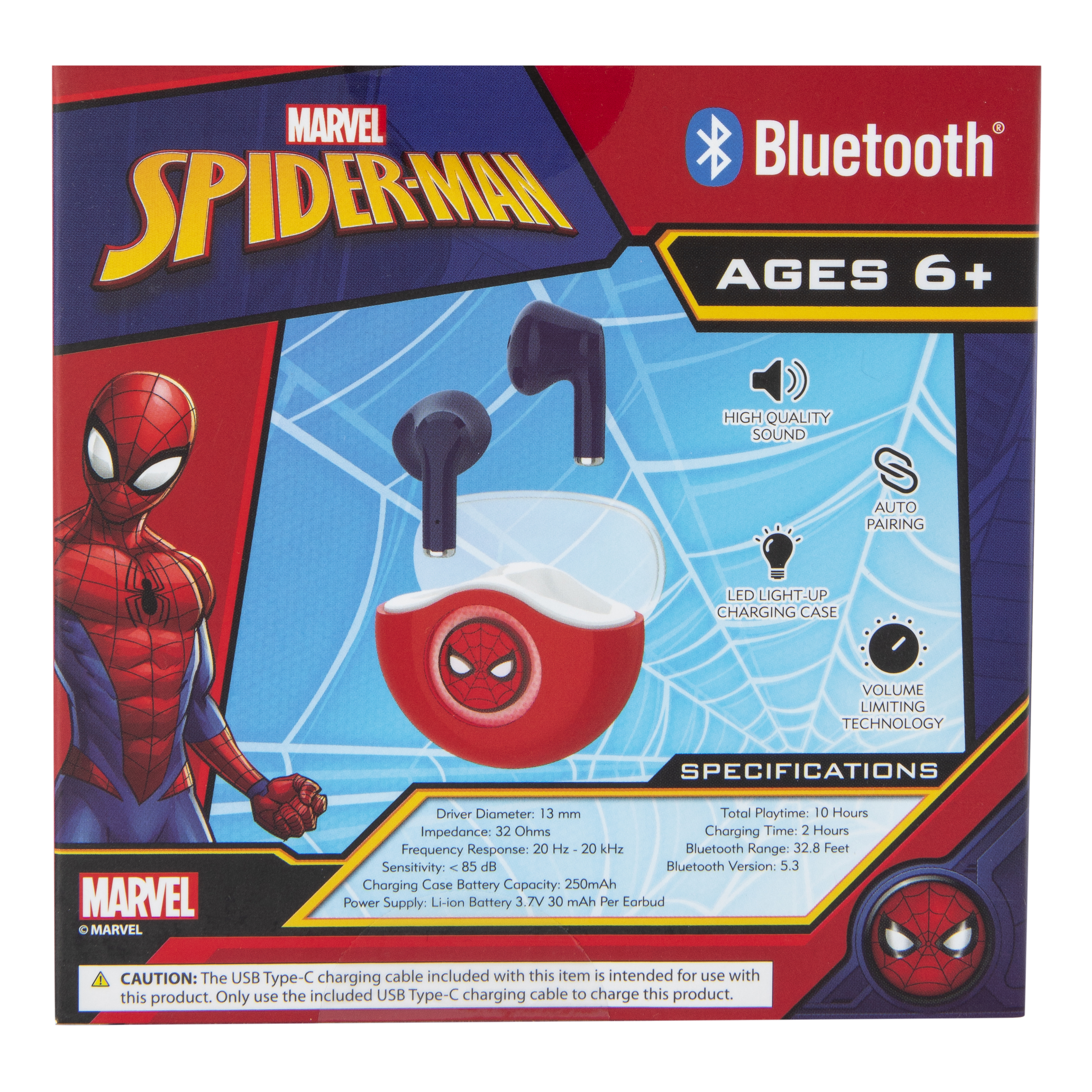 Spider-Man Kid-Safe Bluetooth® Earbuds